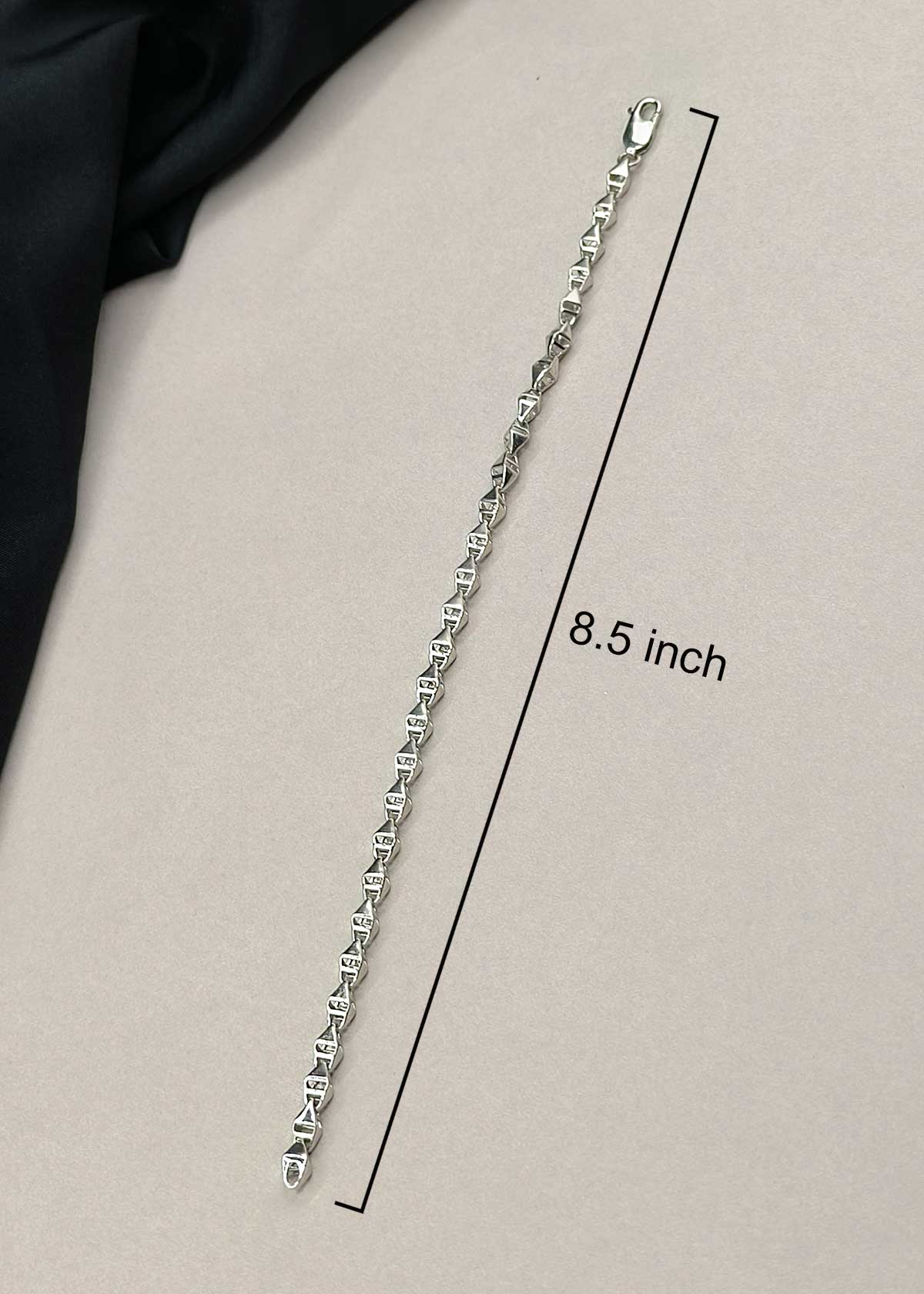 92.5 Sterling Silver Geometric Link Loose Bracelet For Men