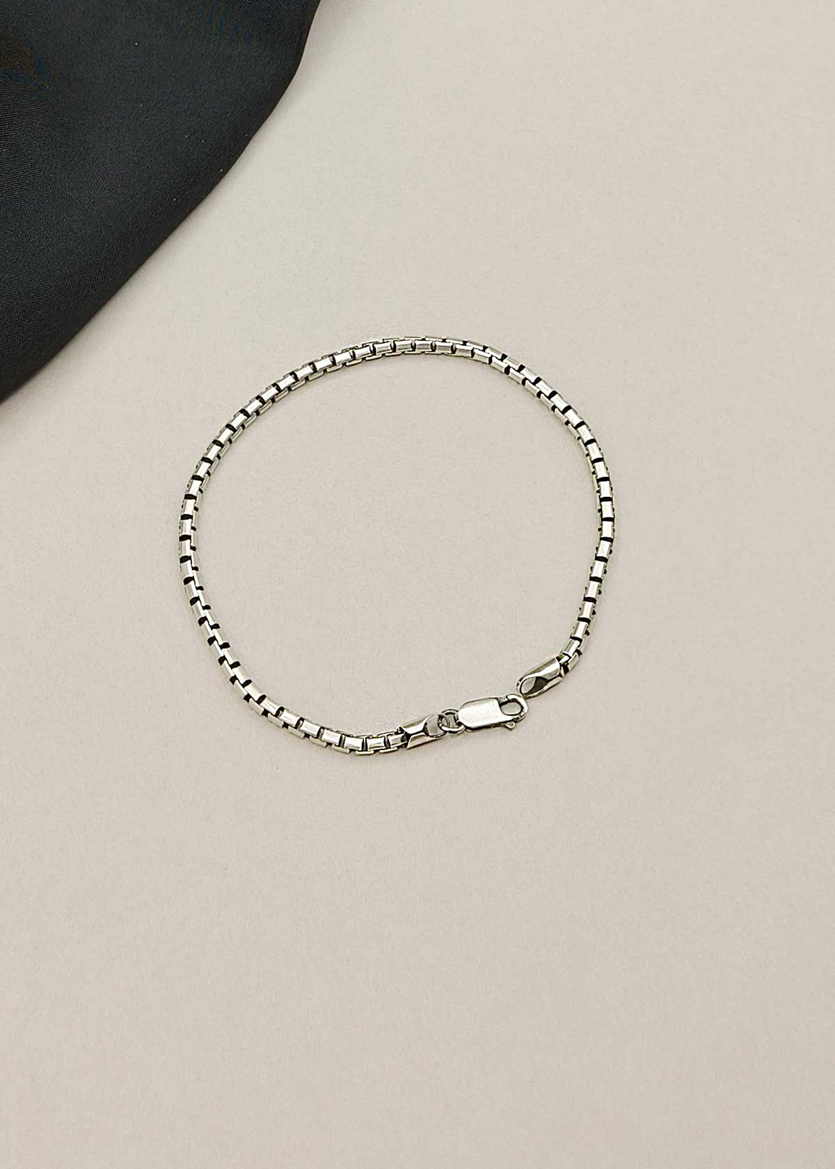 92.5 Sterling Silver Box Chain Loose Bracelet For Men