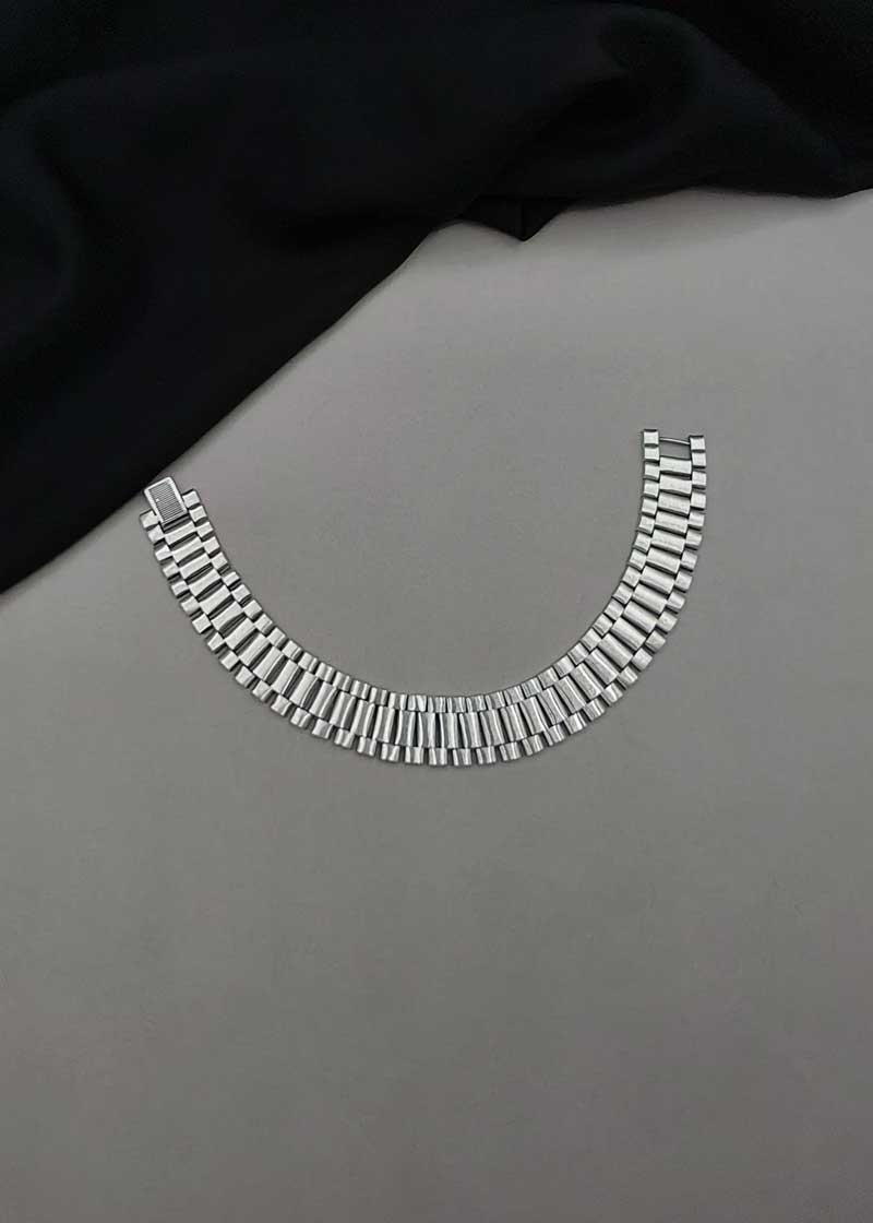 92.5 Sterling Silver Watch Style Link Bracelet For Men