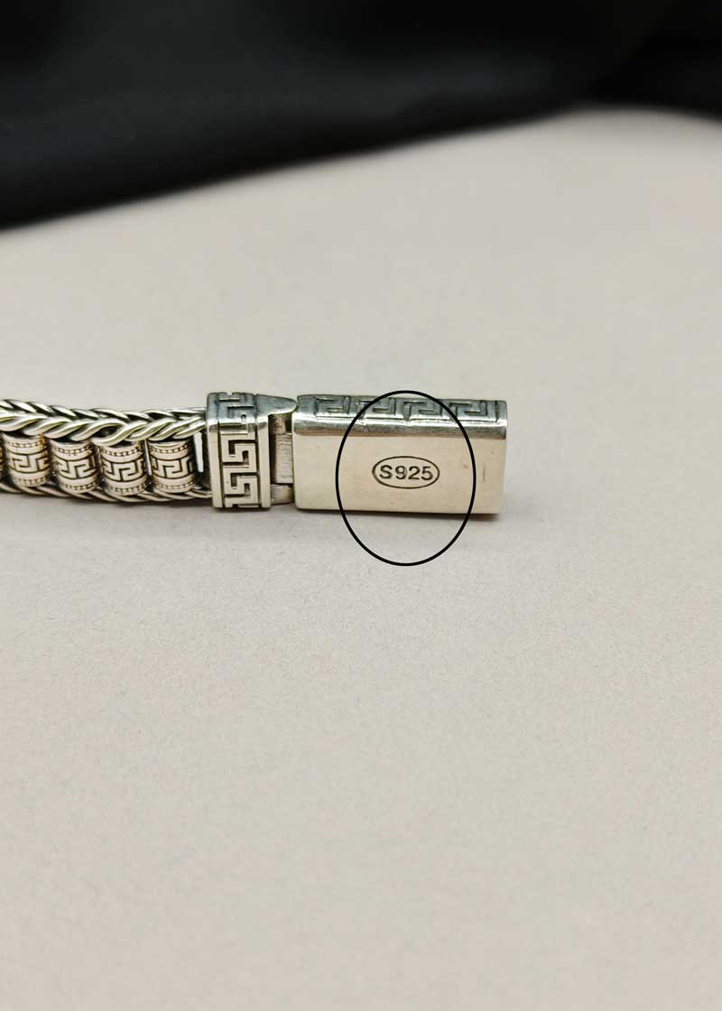 92.5 Sterling Silver Oxidized Greek Key Pattern Men's Bracelet
