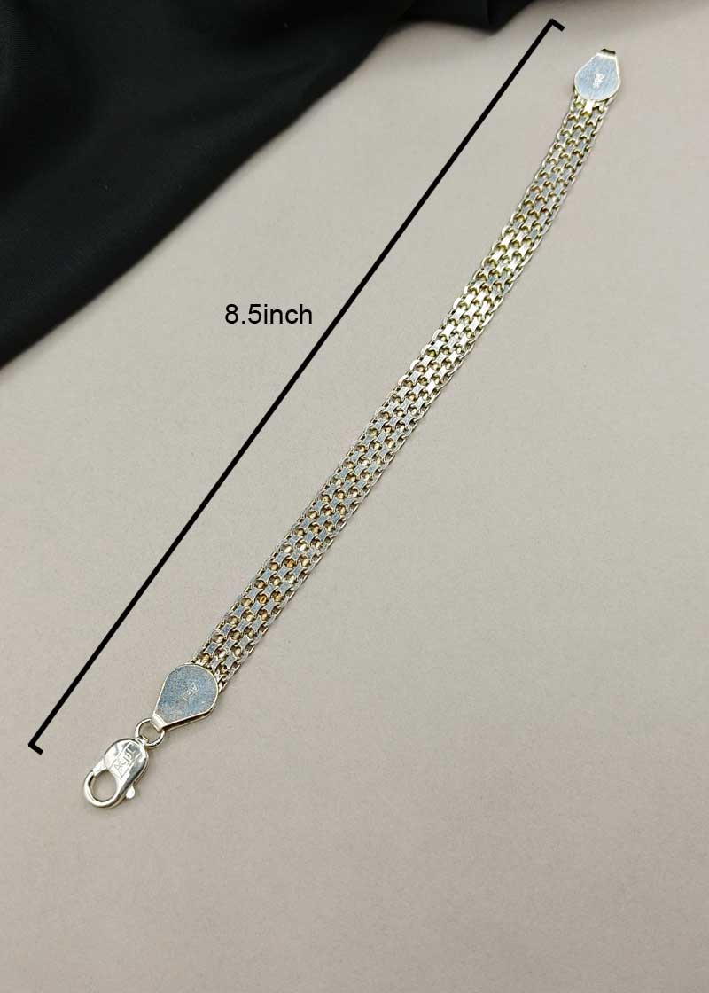 92.5 Sterling Silver Multi Row Statement Loose Bracelet For Men