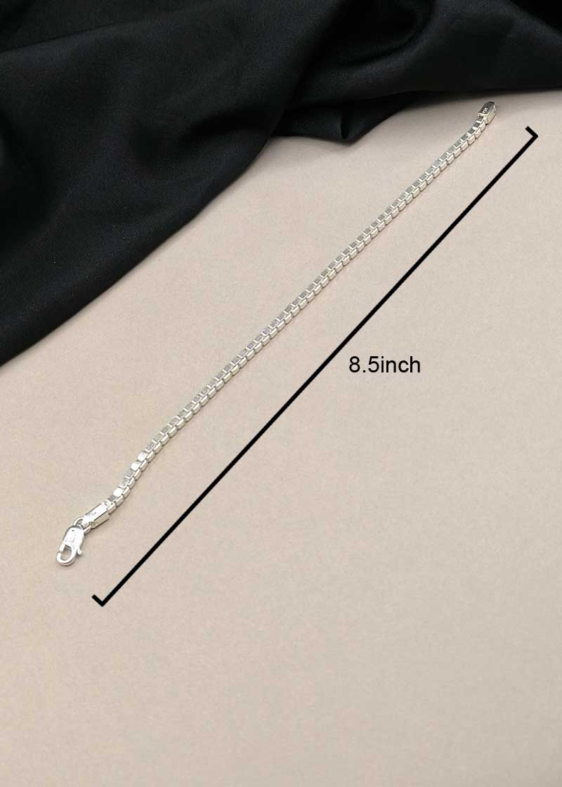 92.5 Sterling Silver Men's Square Link Loose Bracelet