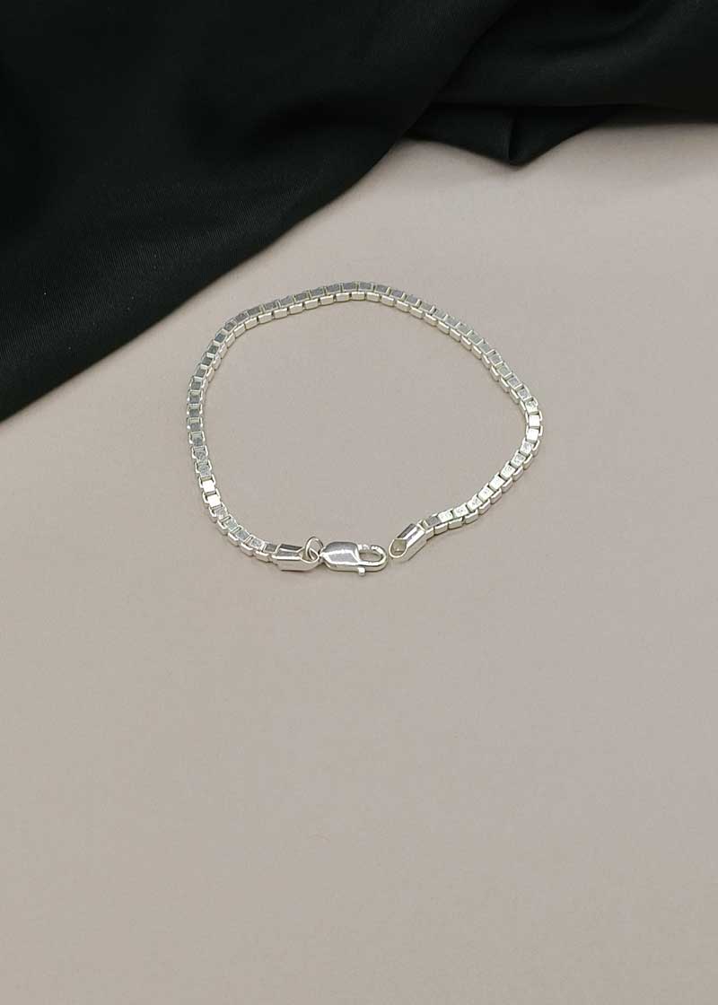 92.5 Sterling Silver Men's Square Link Loose Bracelet
