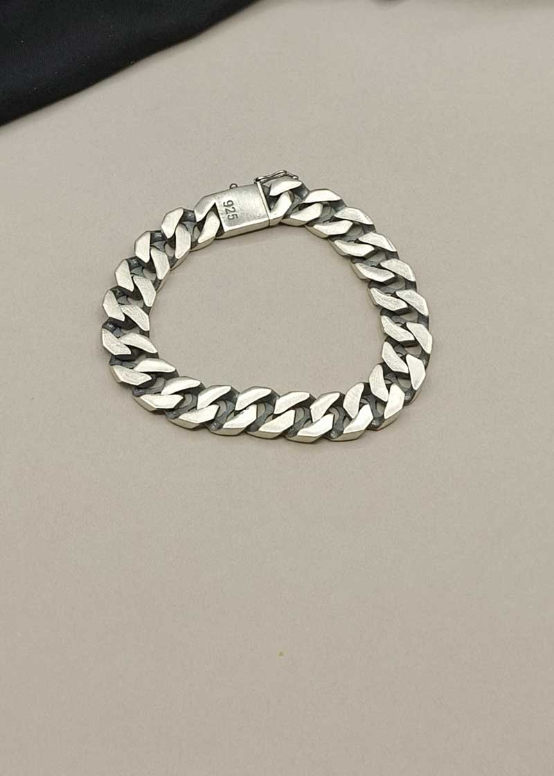 92.5 Sterling Silver Heavy Curb Link Loose Bracelet For Men