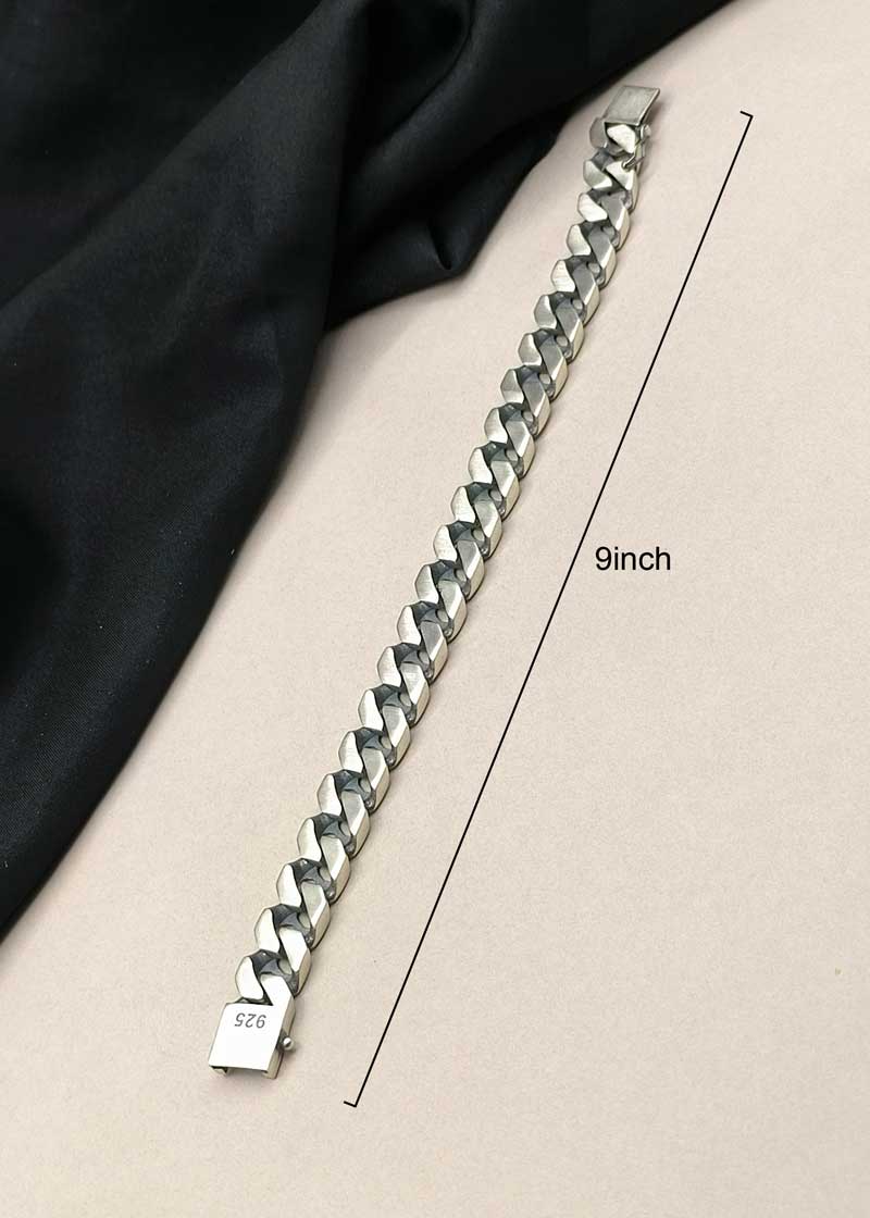 92.5 Sterling Silver Heavy Curb Link Loose Bracelet For Men