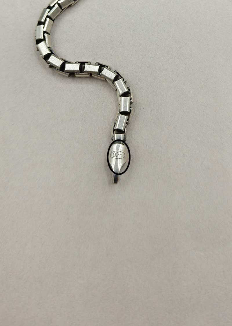 92.5 Sterling Silver Box Link Loose Bracelet For Men