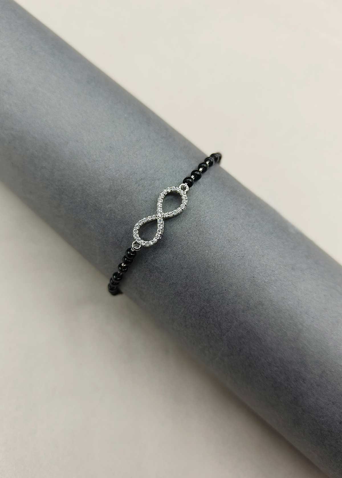 92.5 Sterling Silver Cubic Zircon Infinity Mangalsutra Loose Bracelet
