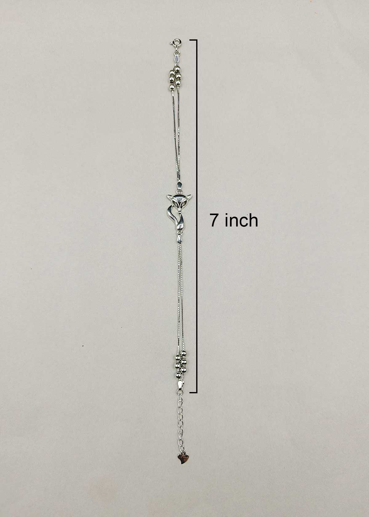 92.5 Sterling Silver Fox Motif Adjustable Loose Bracelet For Women
