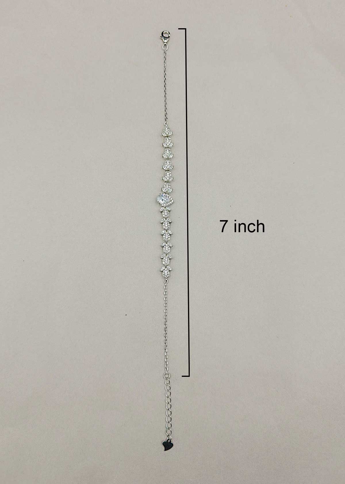 92.5 Sterling Silver Teardrop Cubic Zircon Loose Bracelet For Women