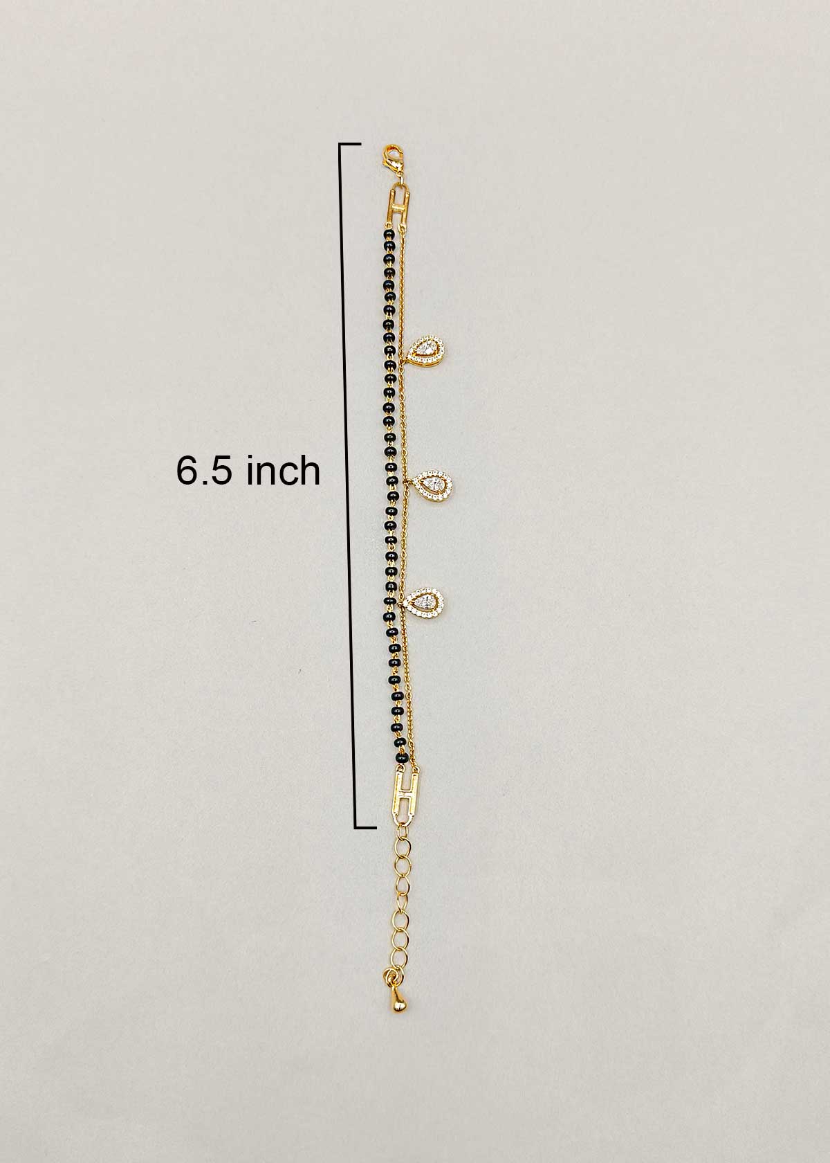 Modern Teardrop Design Charm Gold Plated Cubic Zircon Mangalsutra Loose Bracelet