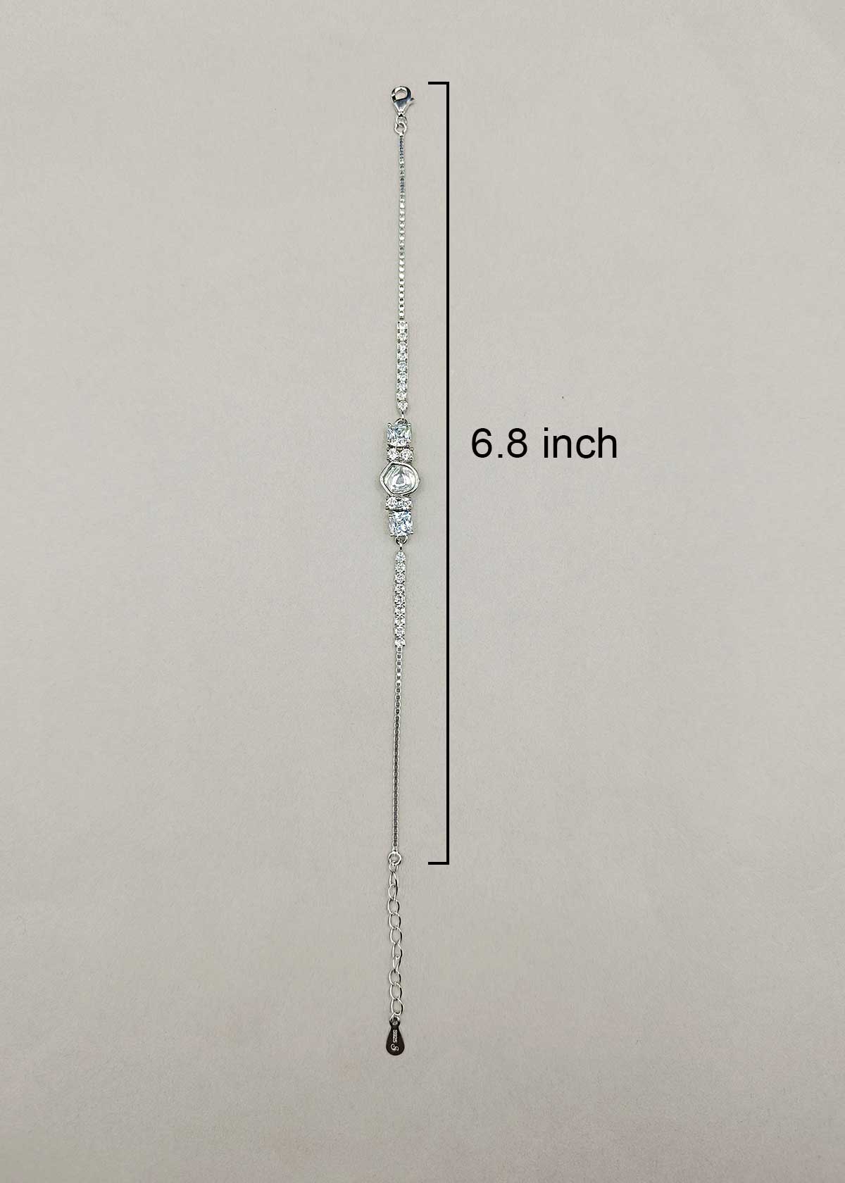 92.5 Sterling Silver Modern Minimalist Cubic Zircon Loose Bracelet For Women