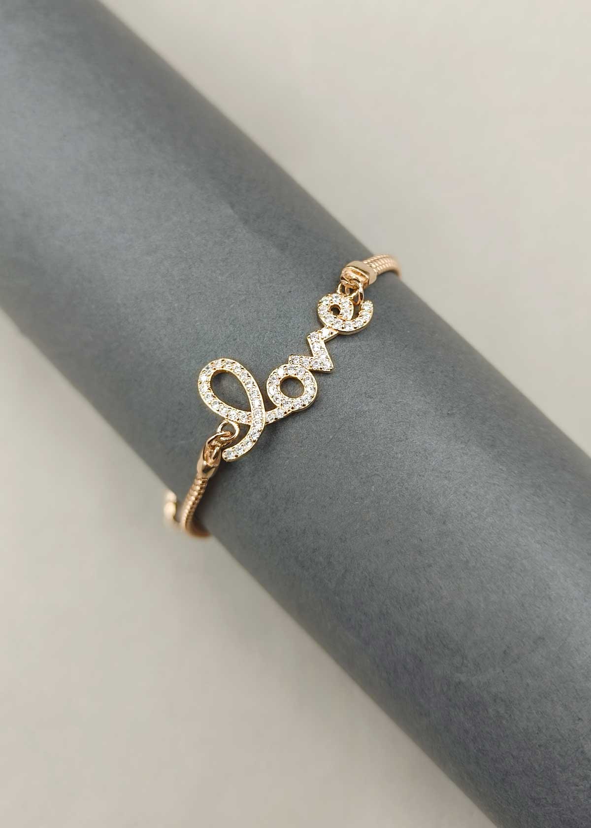 92.5 Sterling Silver Rose Gold Plated Cubic Zircon Love Design Loose Bracelet