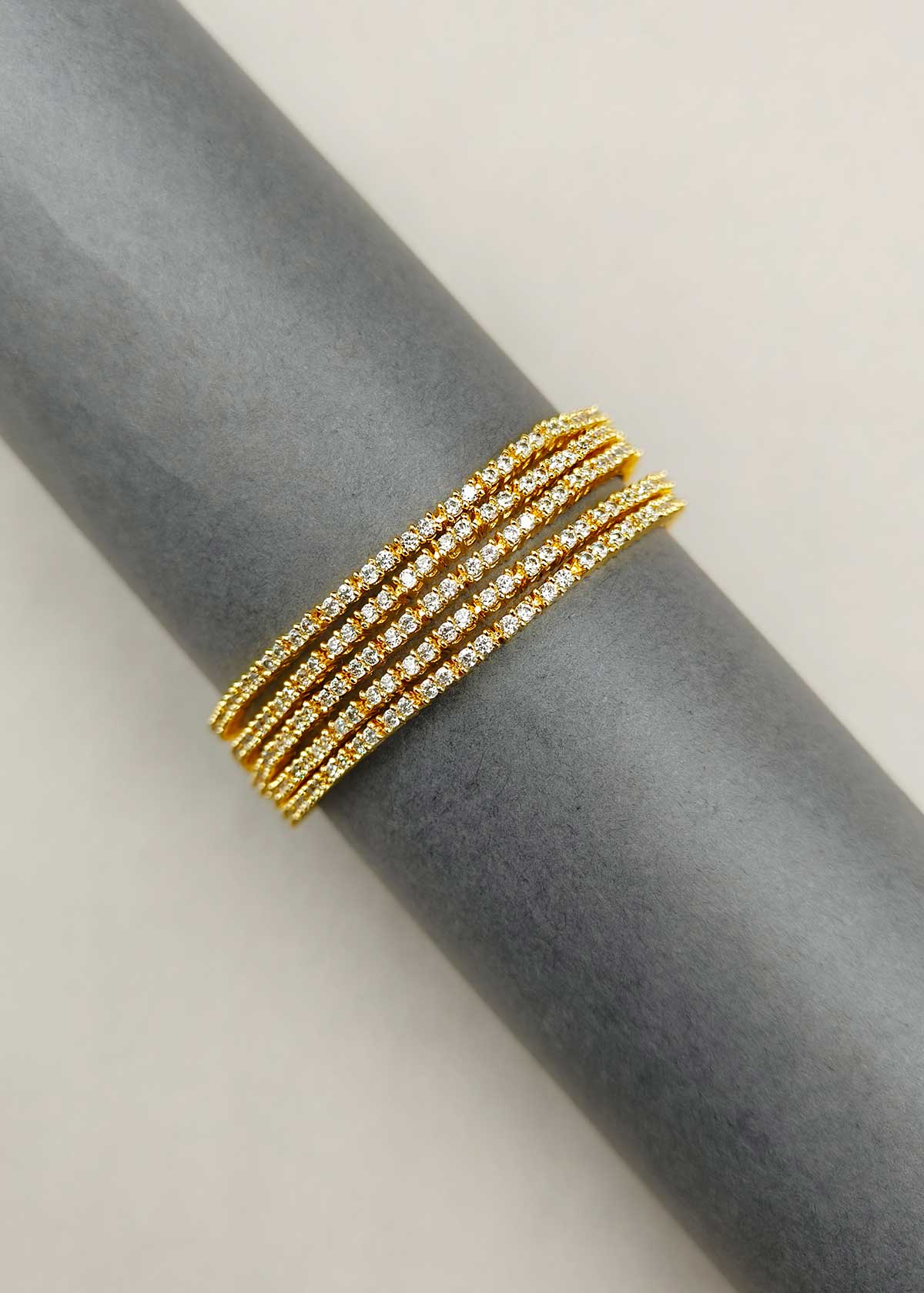 Shimmering Cubic Zircon Multi Layer Gold Plated Tennis Loose Bracelet For Women