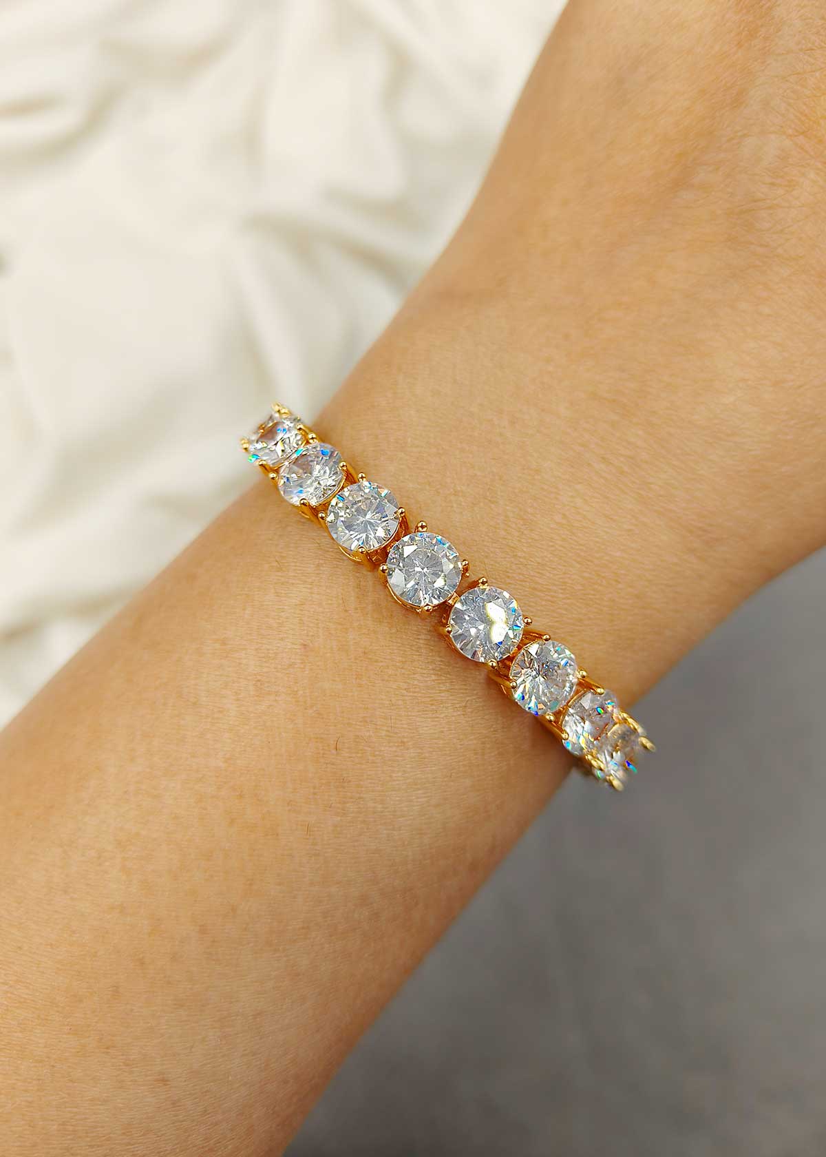 Classic Tennis Style Cubic Zircon Two Tone Loose Bracelet