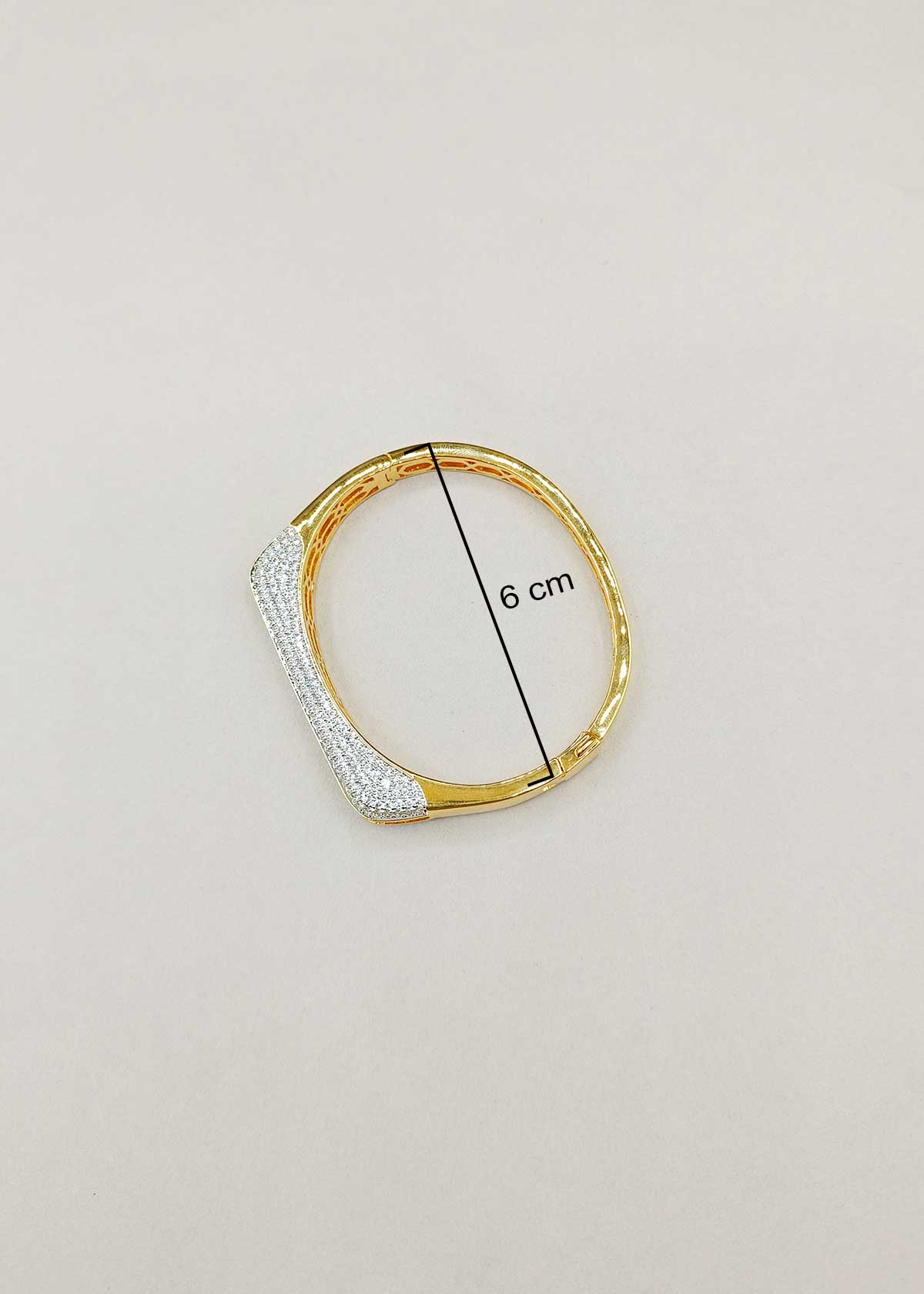 Contemporary Gold And Silver Plated Cubic Zircon Openable Kada Bracelet