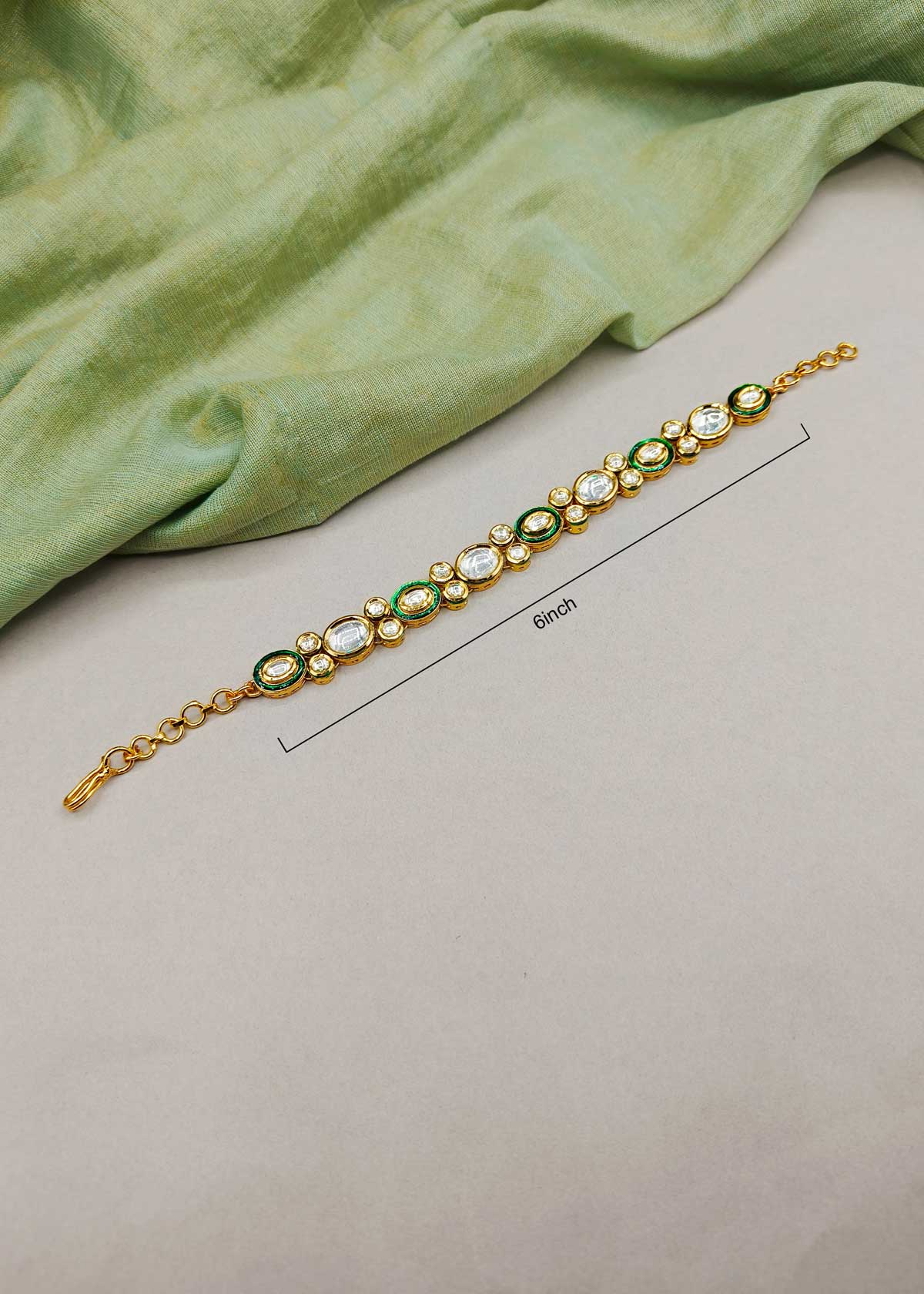 Stunning Gold Plated Kundan Adjustable Loose Bracelet