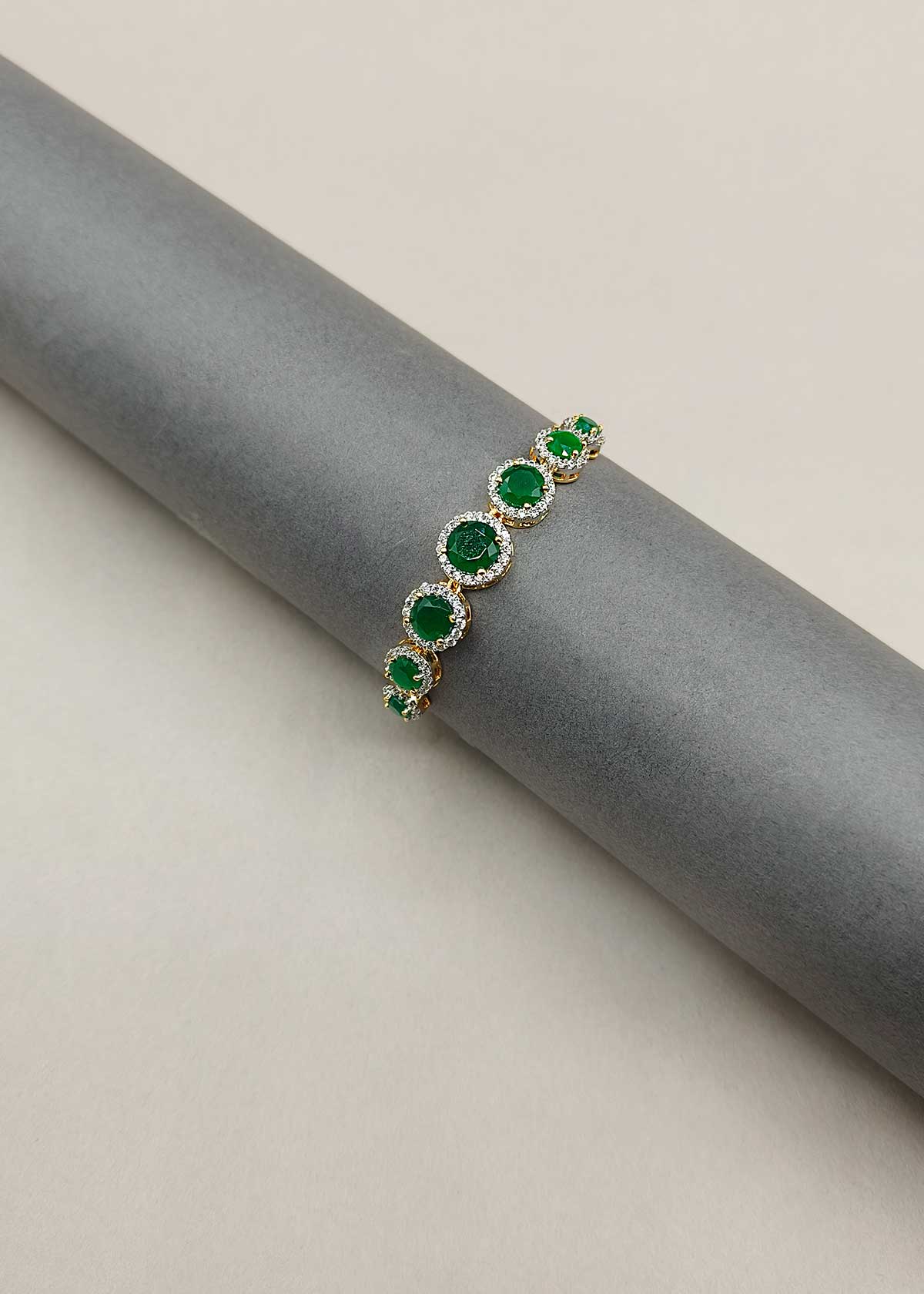 Multi Color Cubic Zircon Circular Motif Dual Tone Slider Loose Bracelet