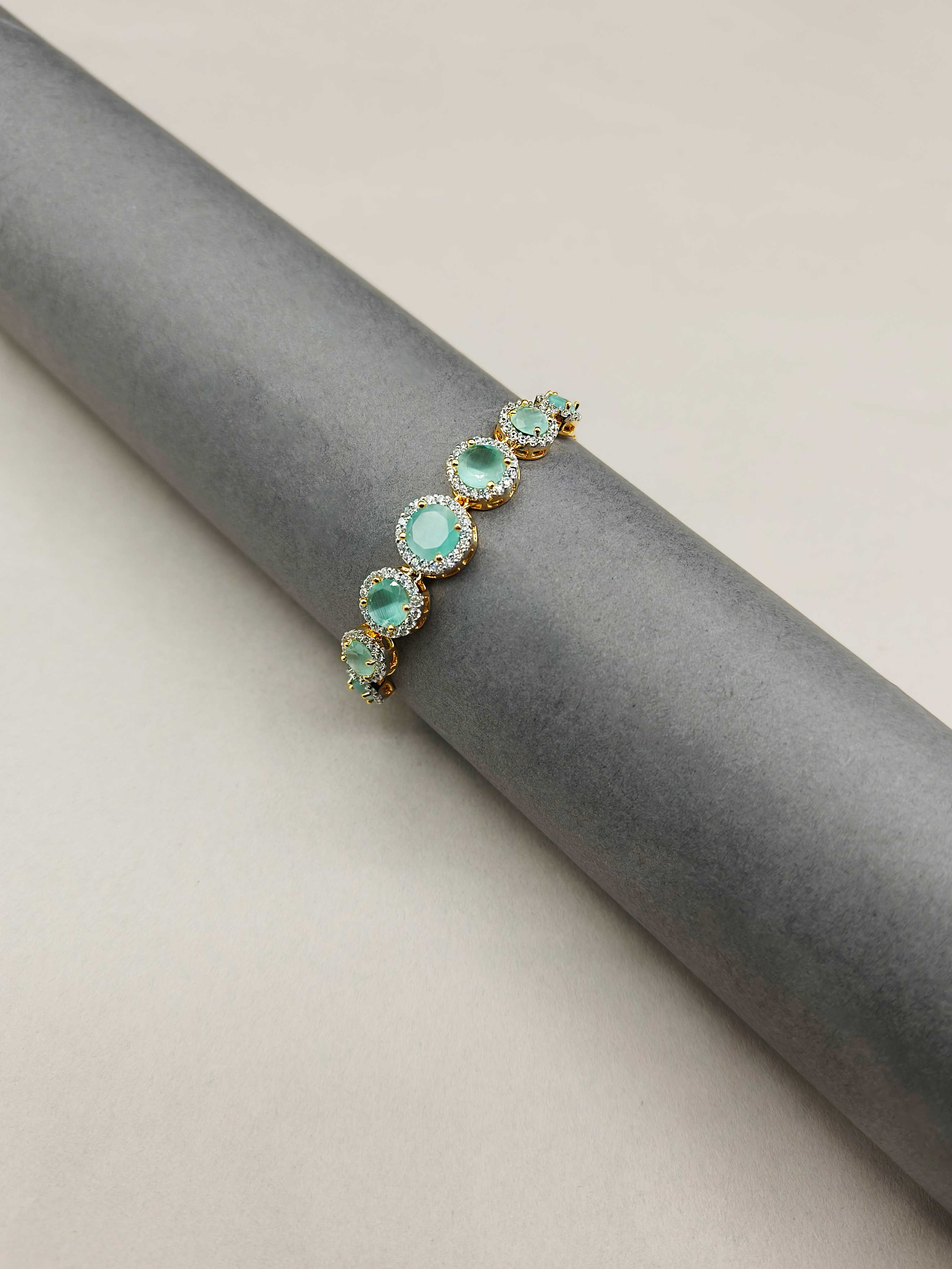 Multi Color Cubic Zircon Circular Motif Dual Tone Slider Loose Bracelet