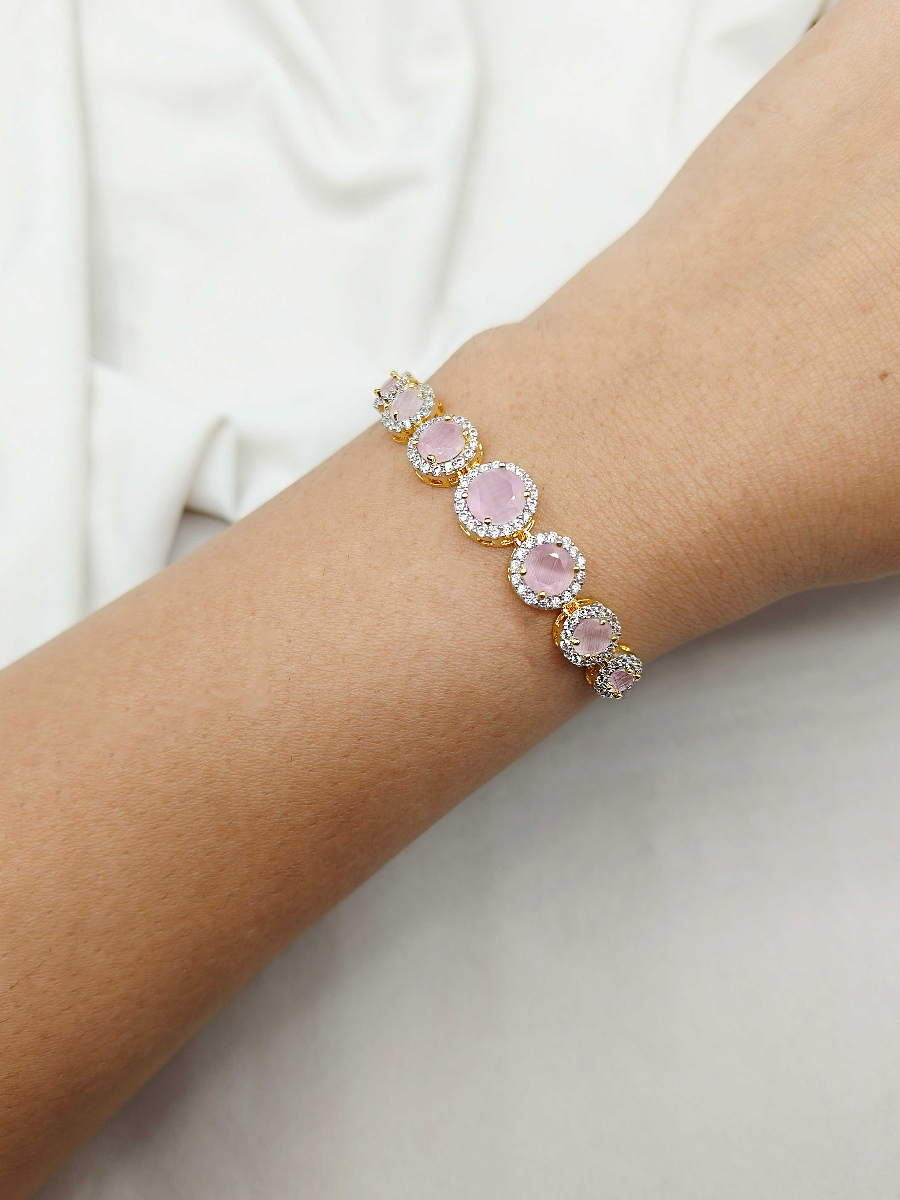 Multi Color Cubic Zircon Circular Motif Dual Tone Slider Loose Bracelet