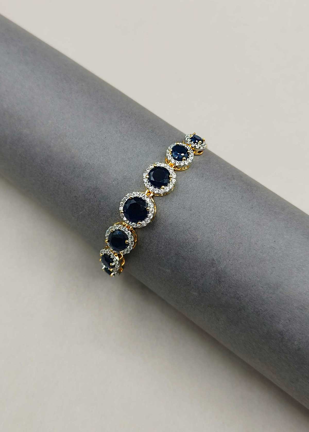 Multi Color Cubic Zircon Circular Motif Dual Tone Slider Loose Bracelet