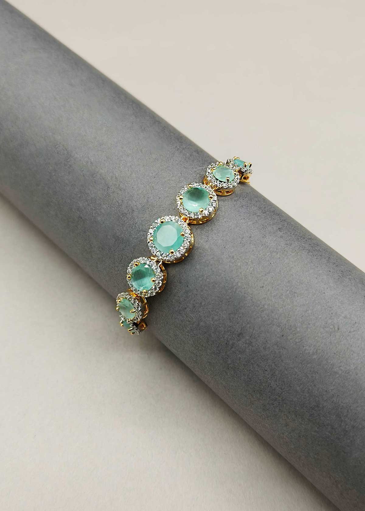 Multi Color Cubic Zircon Circular Motif Dual Tone Slider Loose Bracelet