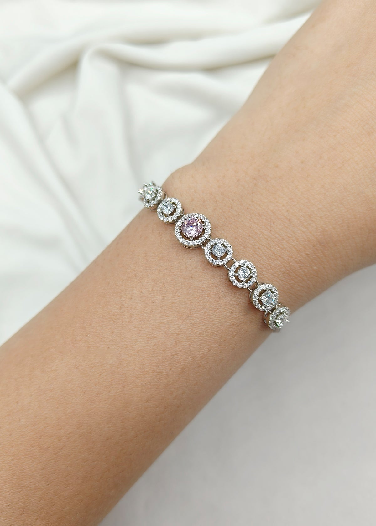 Elegant Multi Color Cubic Zircon Silver Plated Adjustable Loose Slider Bracelet