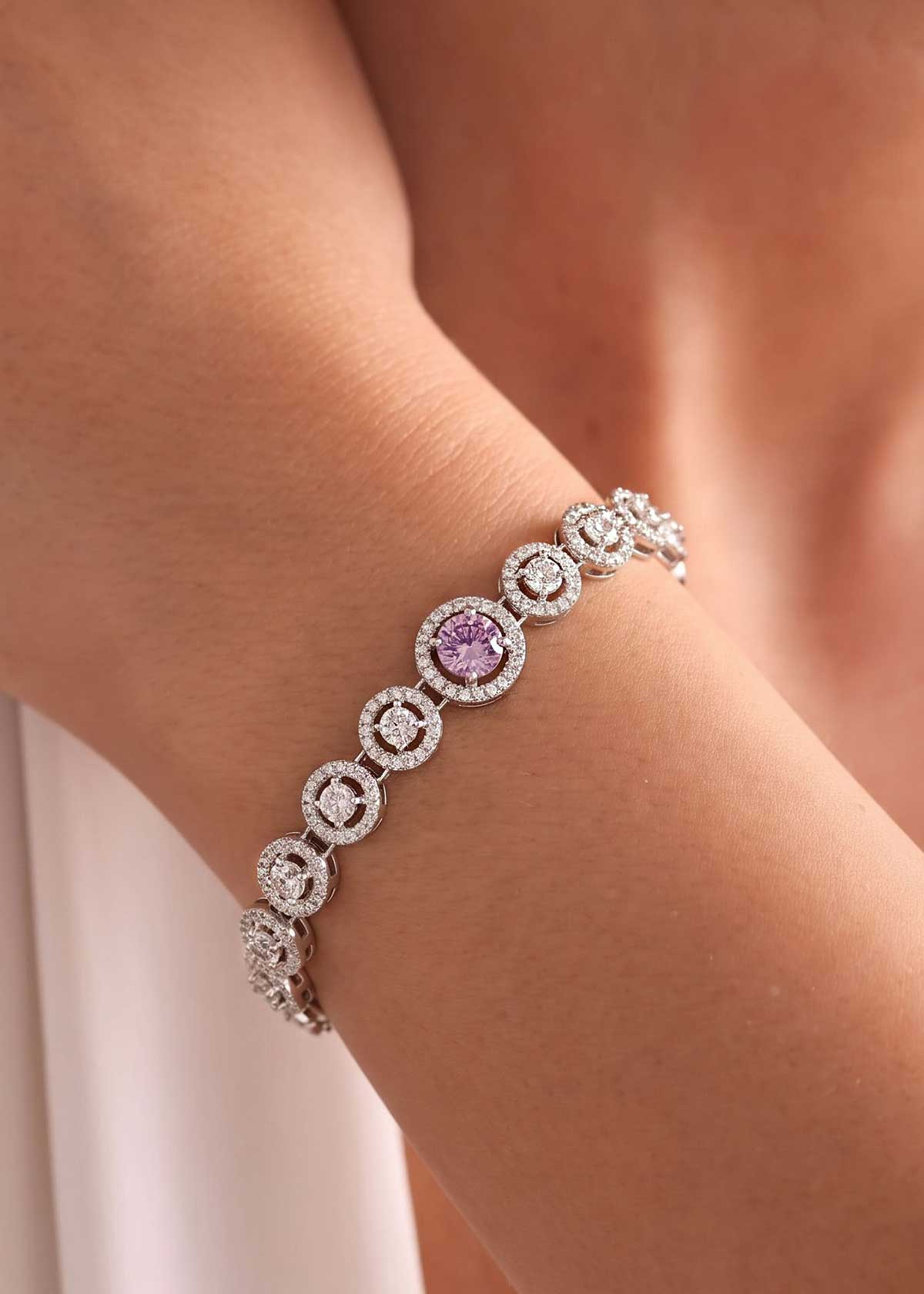 Elegant Multi Color Cubic Zircon Adjustable Loose Slider Bracelet For Women