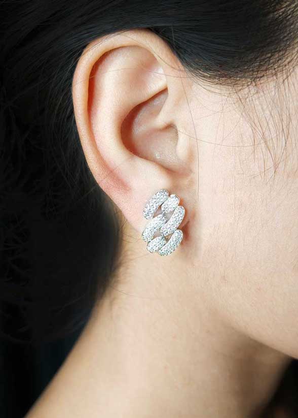 Shimmering Cubic Zircon Cuban Link Adjustable Short Necklace Set