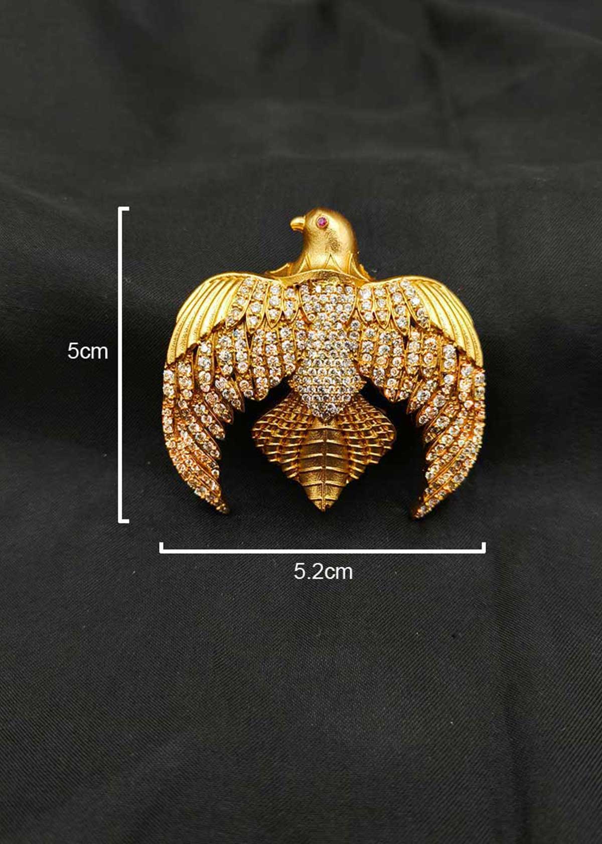 Majestic Matt Gold Plated Cubic Zircon Eagle Motif Brooch / Lapel Pin