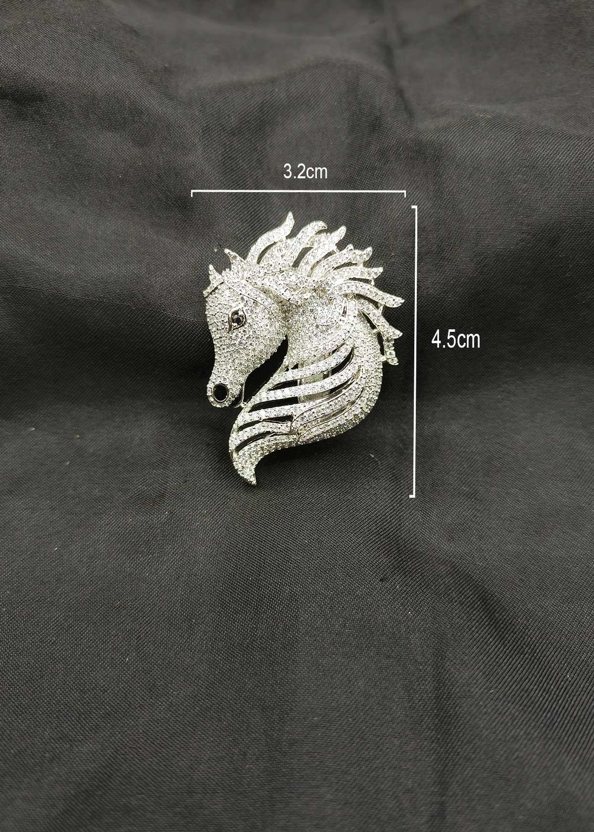 Elegant Silver Plated Cubic Zircon Horse Design Brooch / Lapel Pin