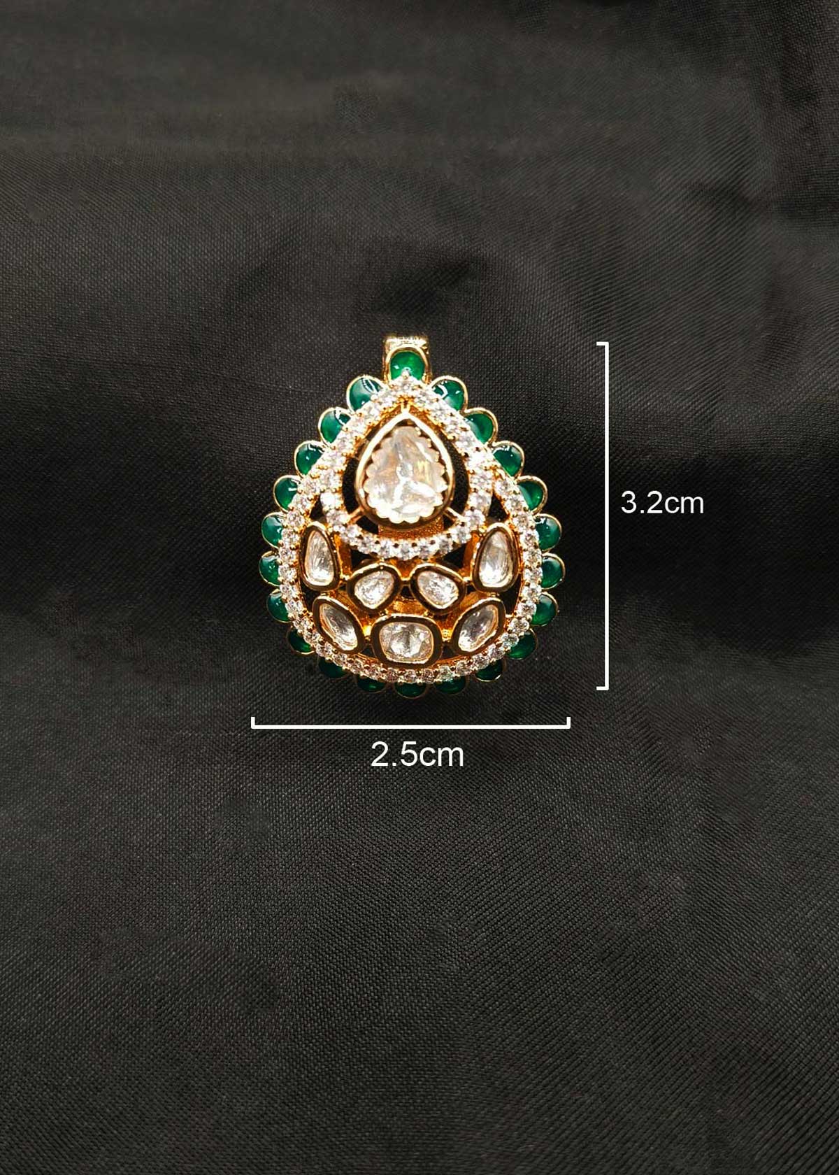 Elegant Teardrop Meenakari Gold Plated Kundan And Cubic Zircon Brooch / Lapel Pin