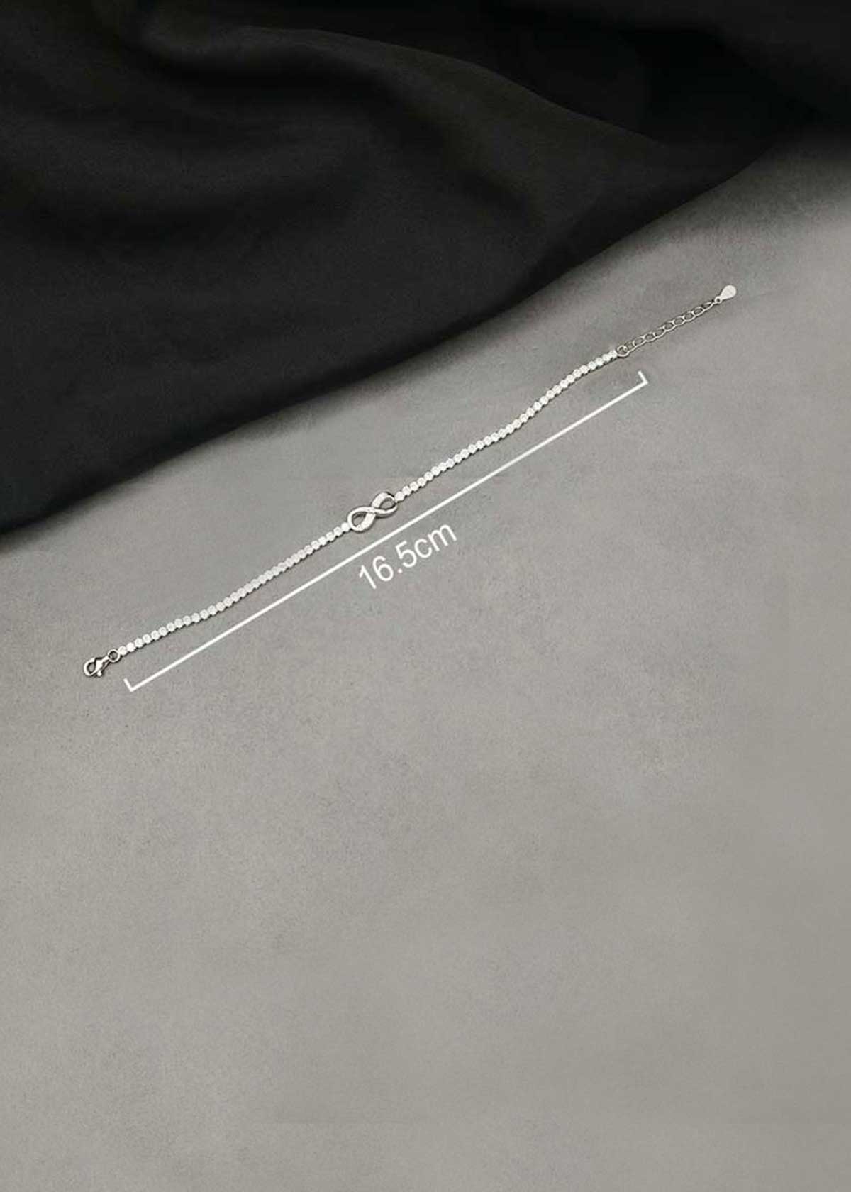 92.5 Sterling Silver Infinity Symbol Cubic Zircon Adjustable Loose Bracelet