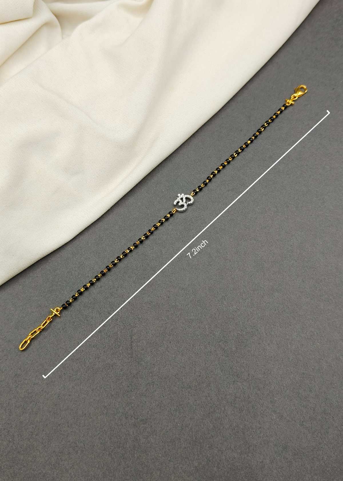 92.5 Sterling Silver Om Motif Preciosa Diamond Adjustable Mangalsutra Loose Bracelet