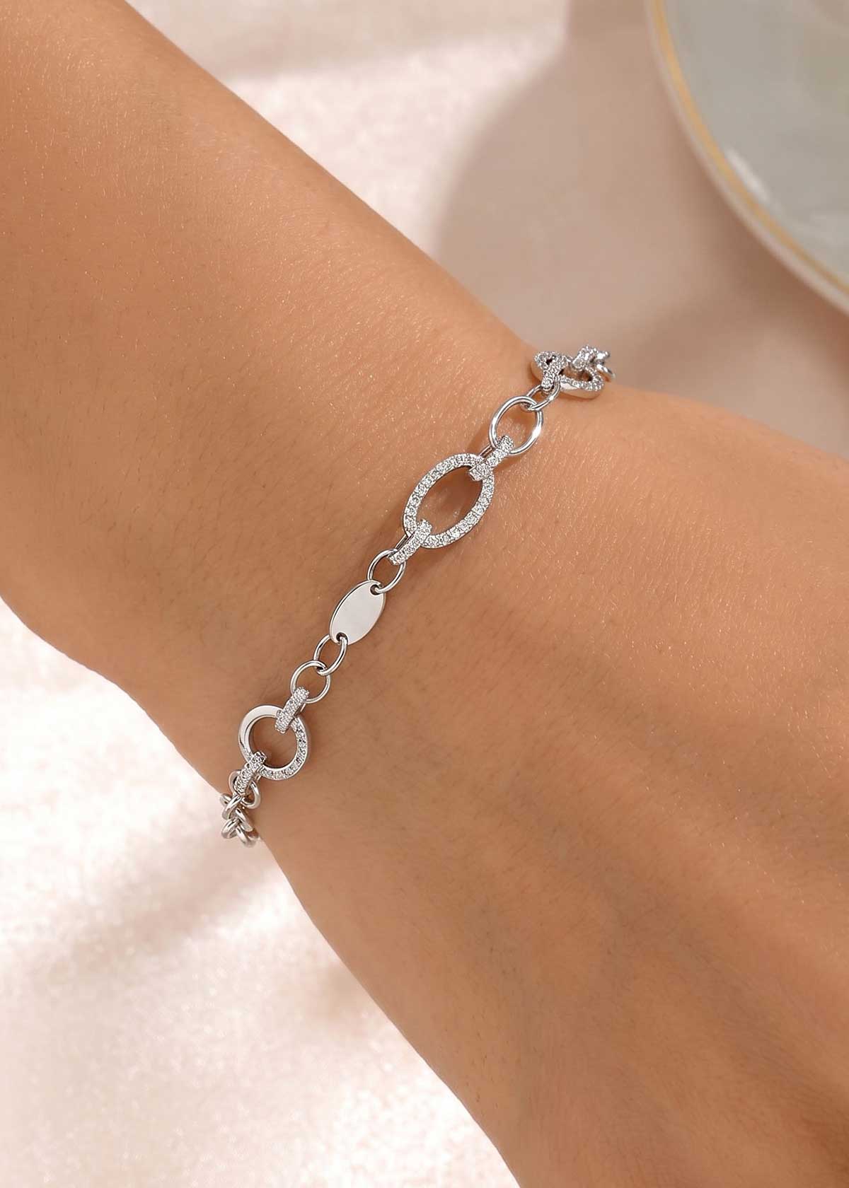 92.5 Sterling Silver Adjustable Link Loose Bracelet For Women