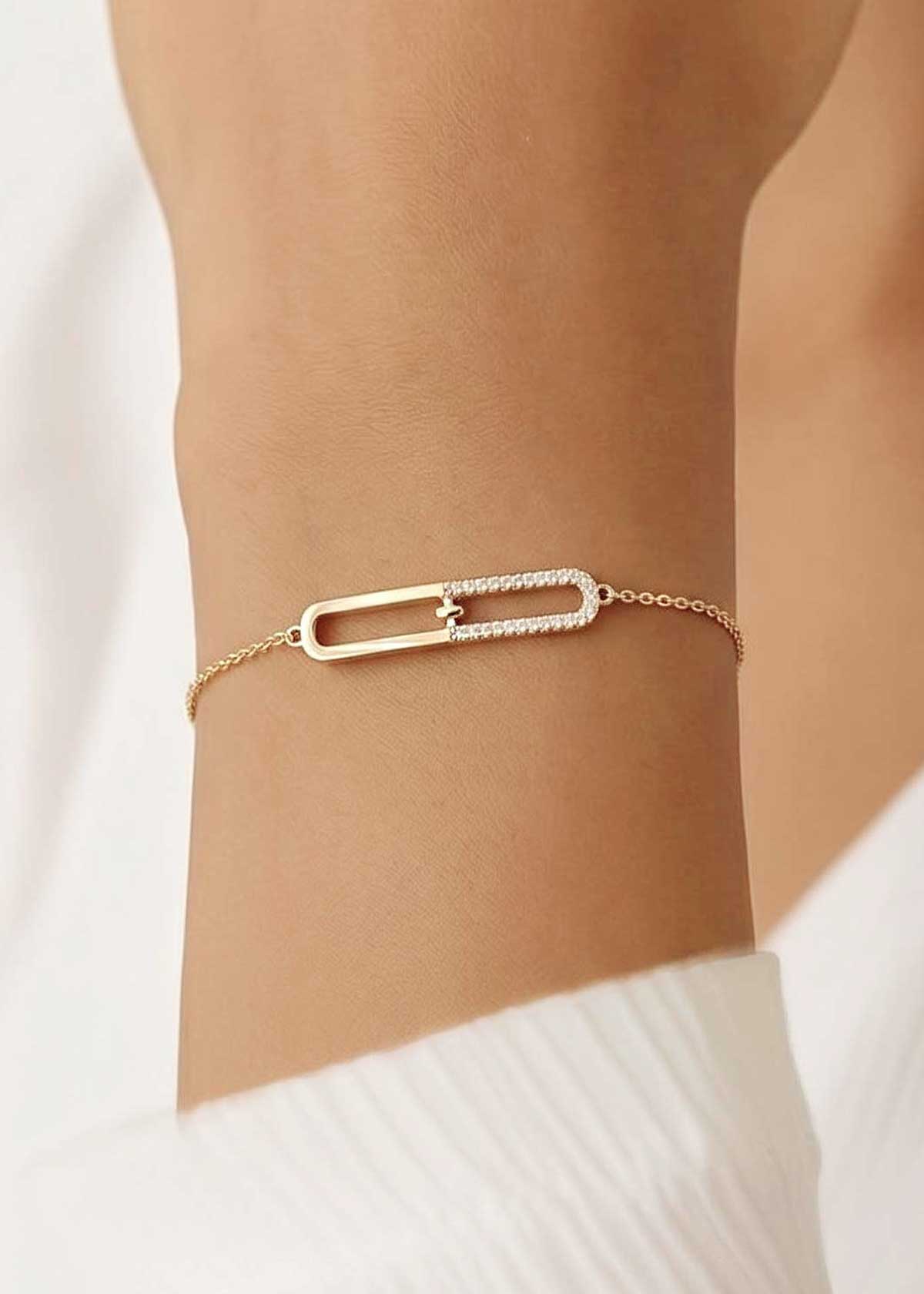 92.5 Sterling Silver Cubic Zircon Link Adjustable Loose Bracelet For Women