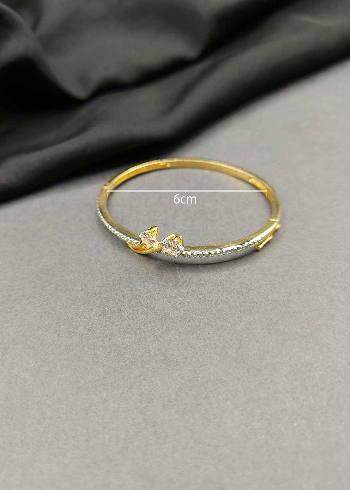 Stunning Dual Tone Twin Solitaire Openable Kada For Women