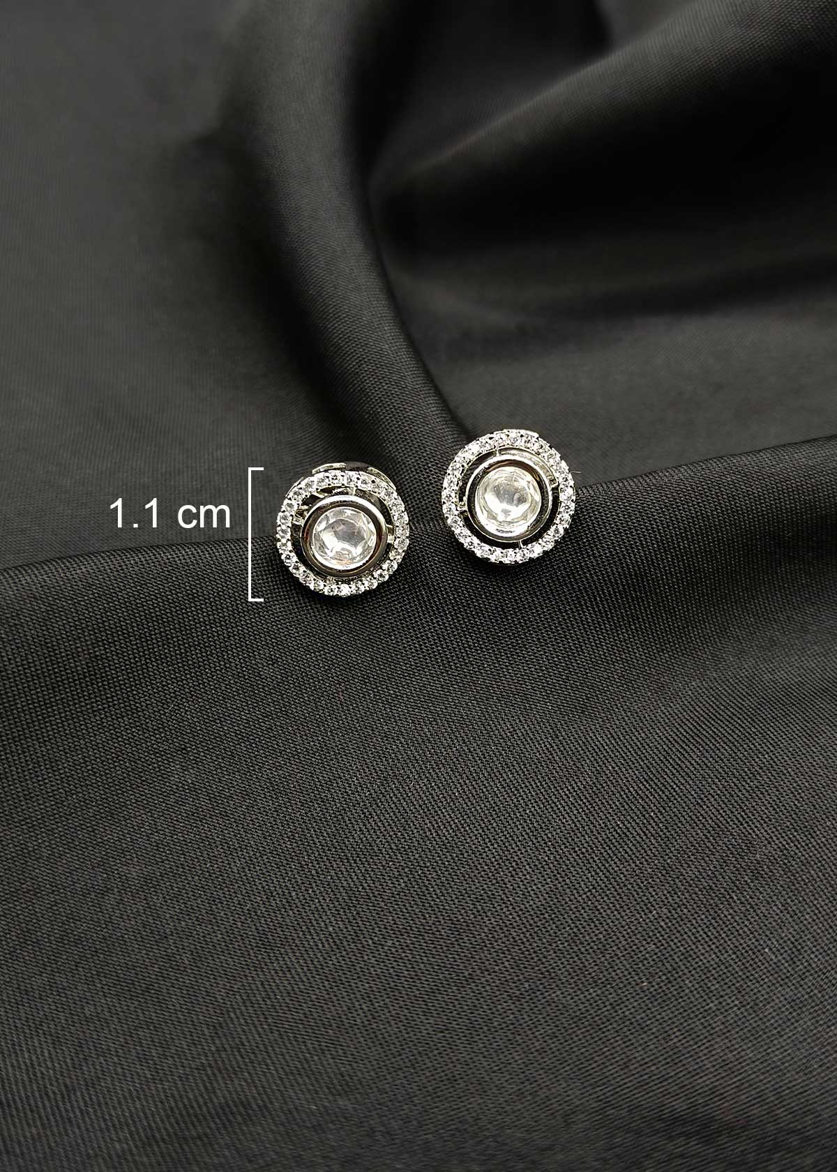 Sparkling Silver Plated Cubic Zircon Halo Stud Earrings For Women