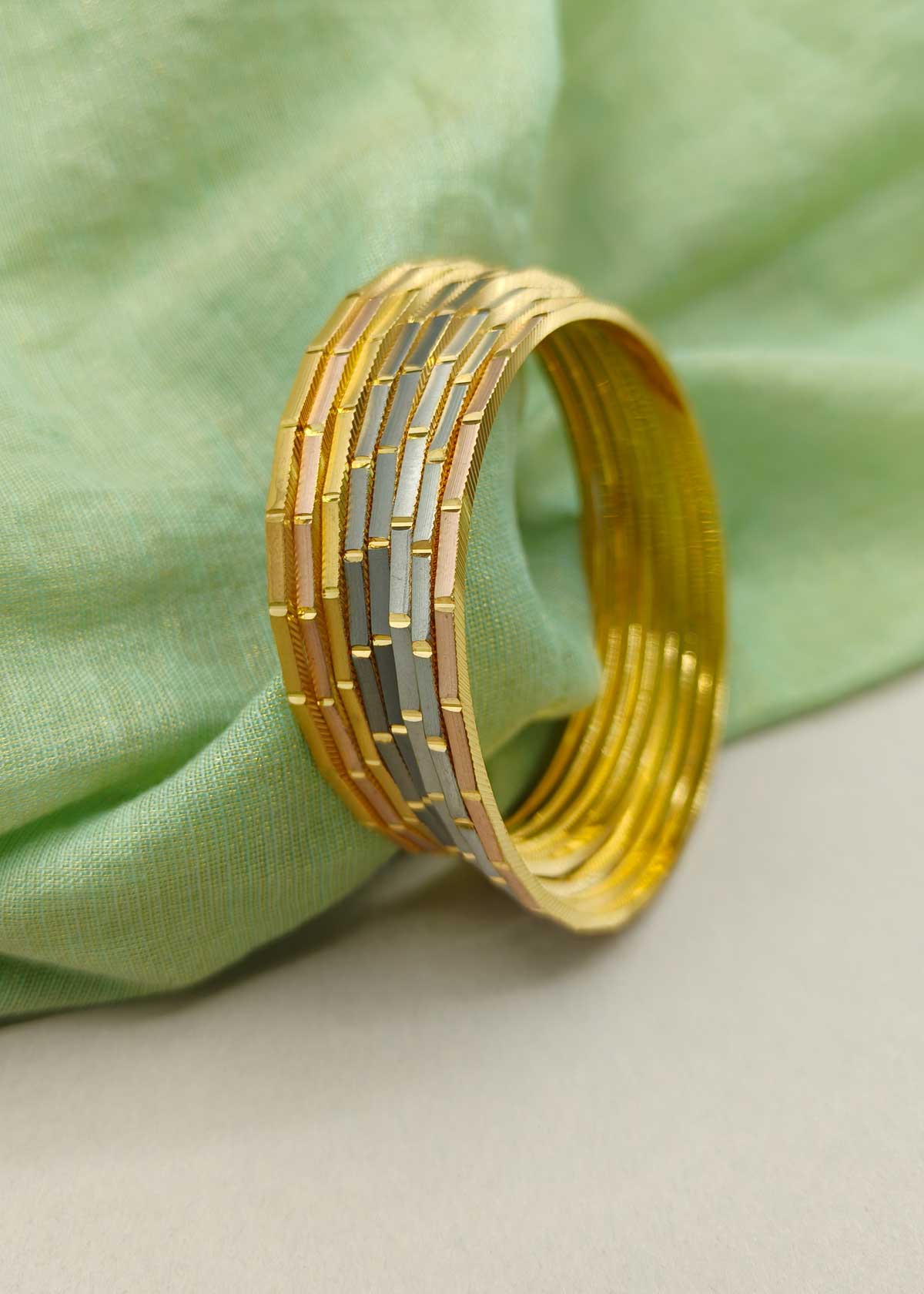 1 Gram Gold Try Color Brick Pattern Fixed Bangles (8Pcs)