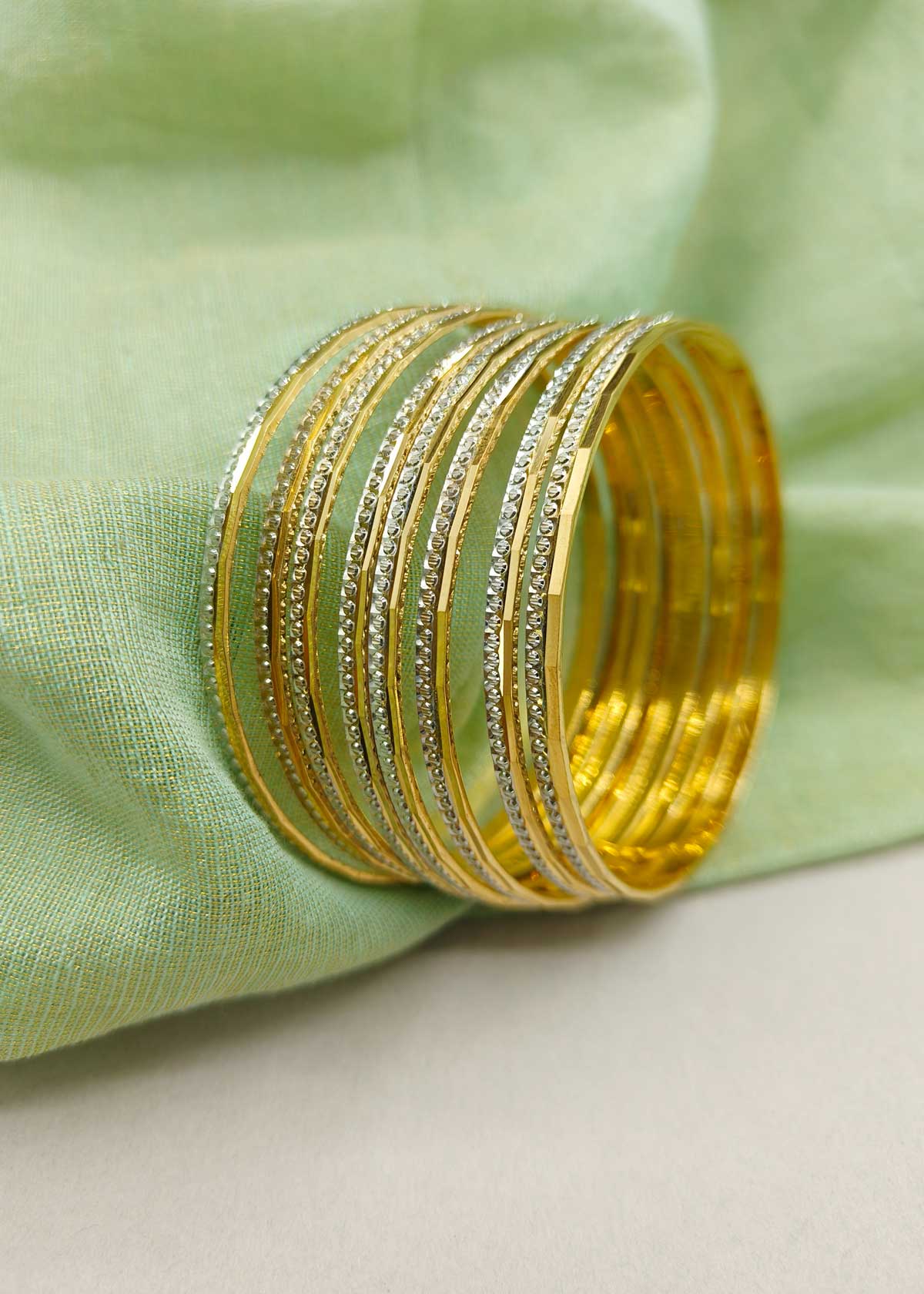 Modern Stacked 1 Gram Dual Tone Fixed Bangles (8Pcs)