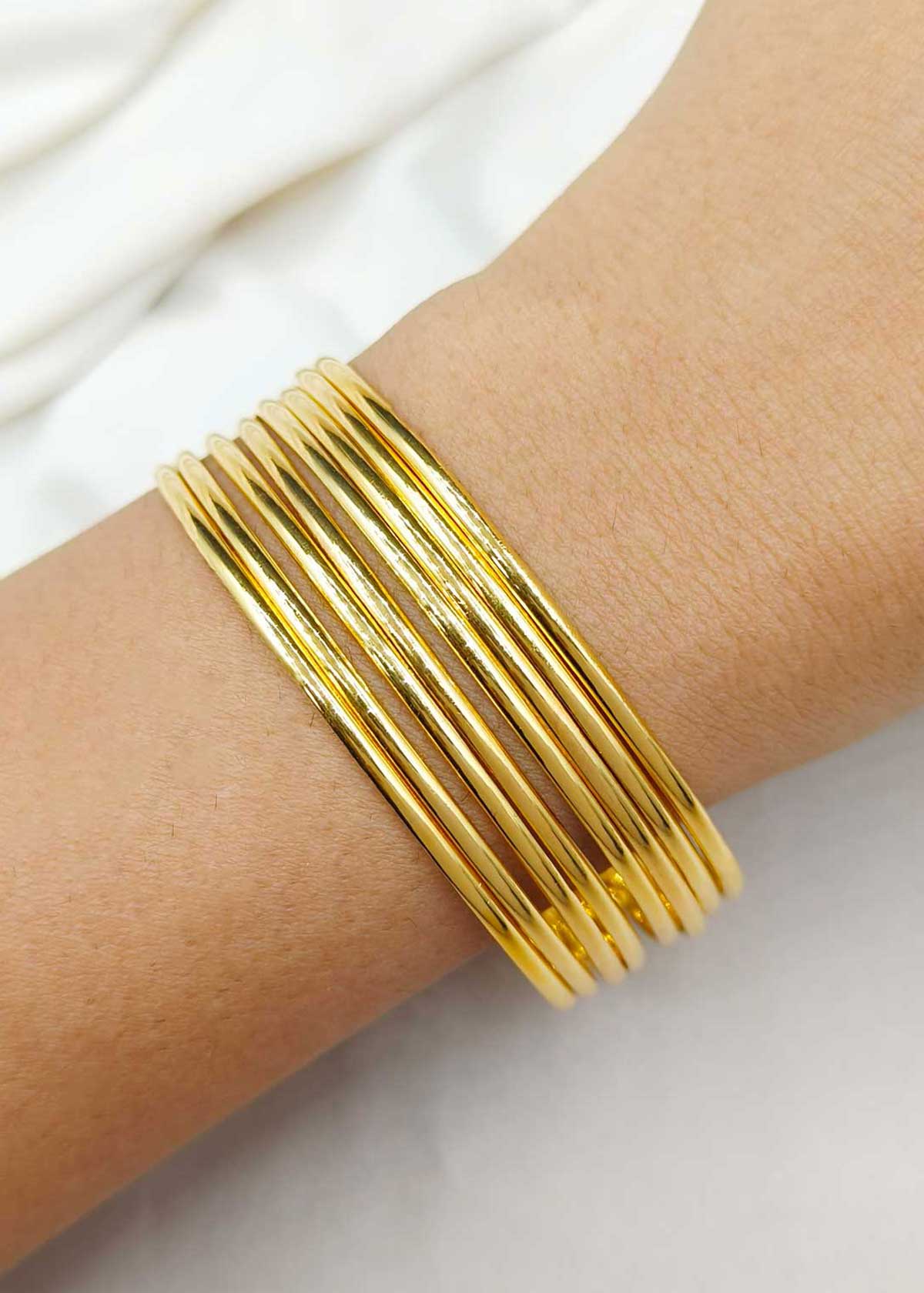 1 Gram Gold Plated Slim Fixed Bangles (8Pcs)