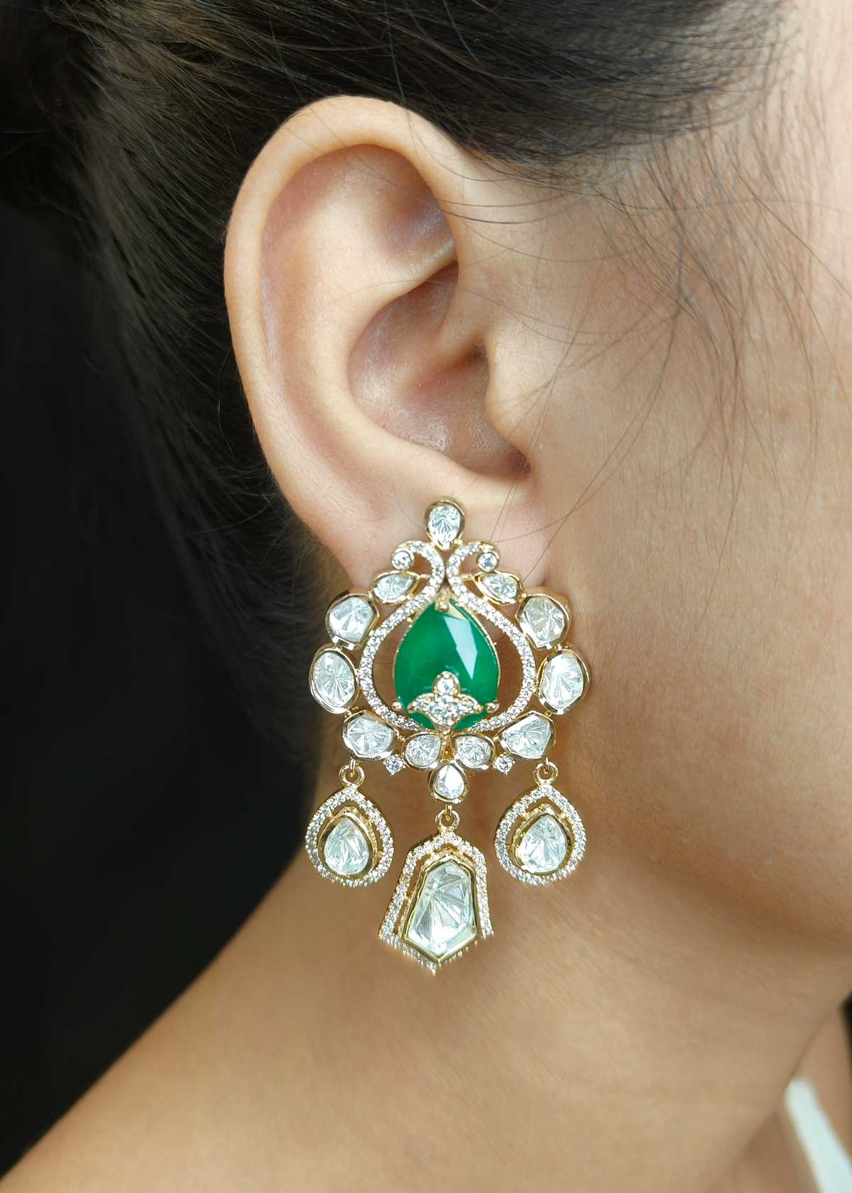 Royal Gold Plated Ruby, Emerald, Kundan & Cubic Zircon Mother Of Pearl Short Necklace Set