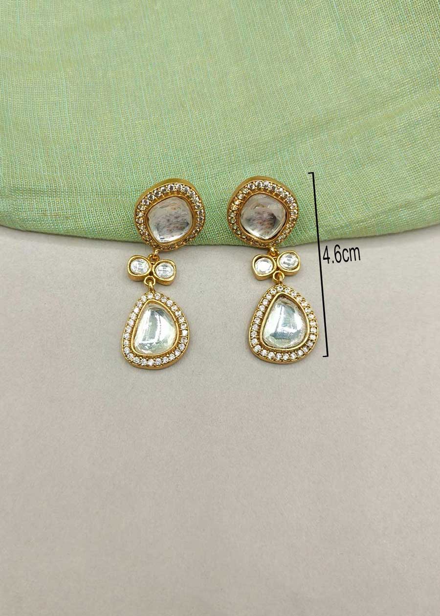 Stunning Matt Gold Plated Kundan & Cubic Zircon Adjustable Short Necklace Set