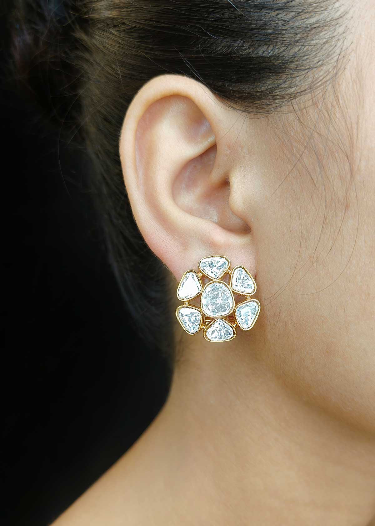 Elegant Dual Layer Gold Plated Kundan And Cubic Zircon Adjustable Short Necklace Set