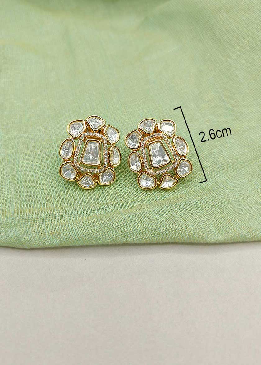 Elegant Dual Layer Gold Plated Kundan And Cubic Zircon Adjustable Short Necklace Set