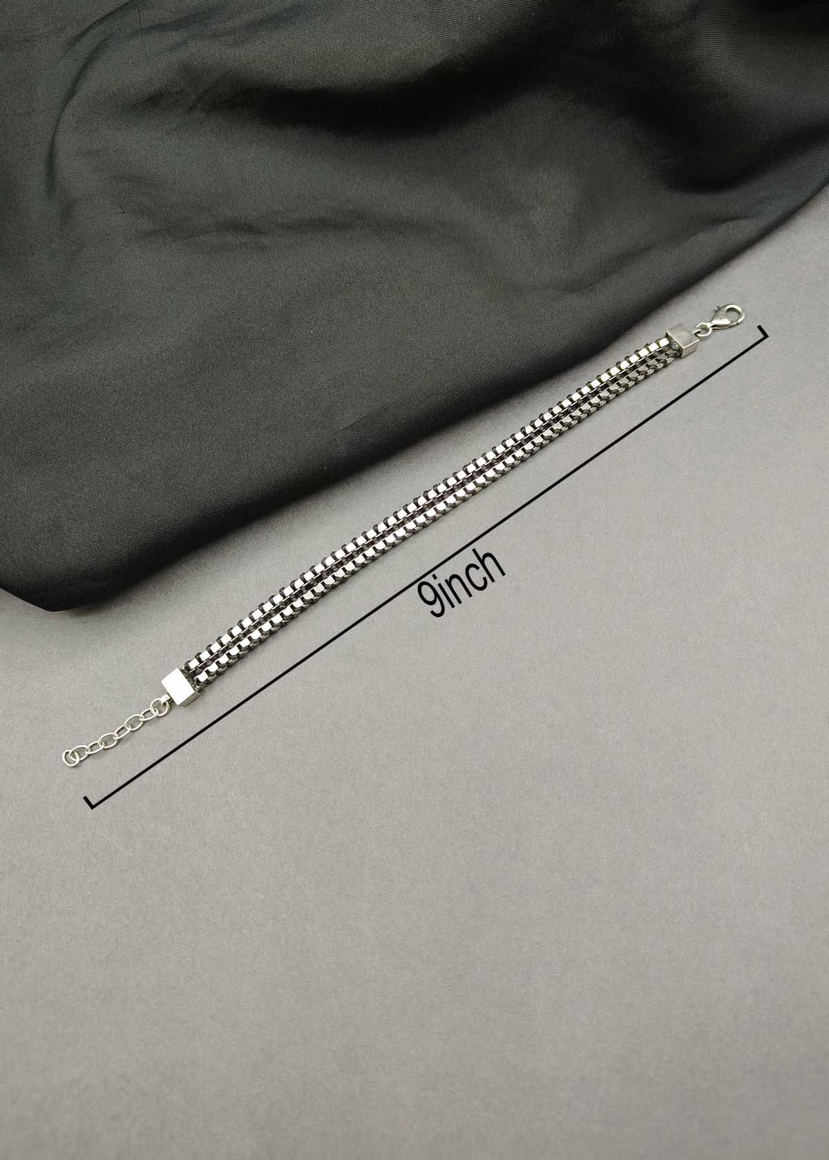 92.5 Sterling Silver Woven Braided Box Link Men's Loose Bracelet