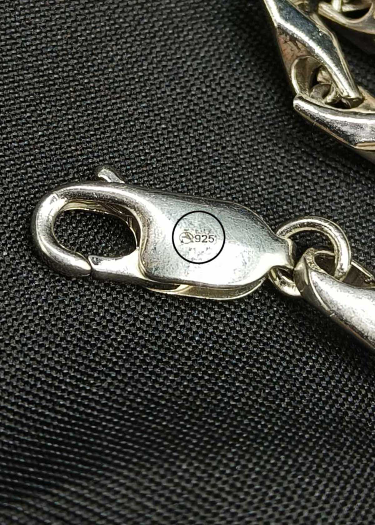 92.5 Sterling Silver Cubic Zircon Geometric Link Men's Loose Bracelet