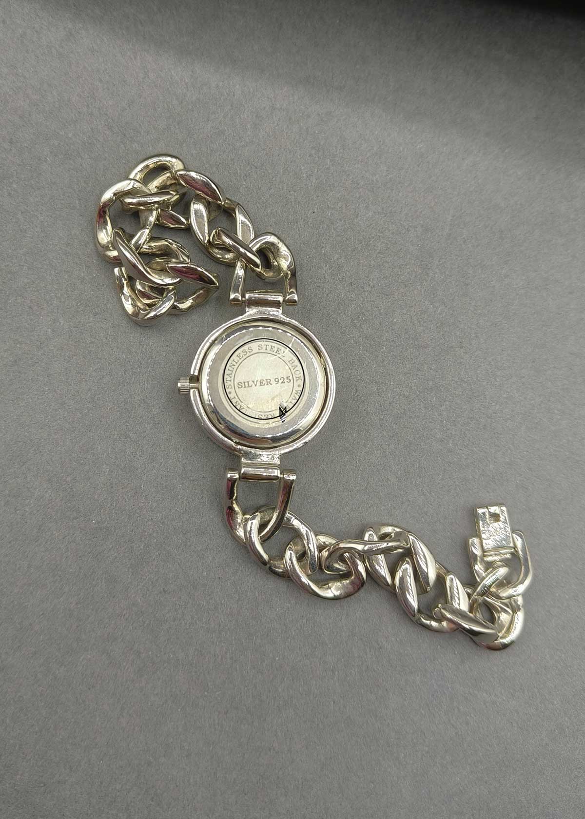 92.5 Sterling Silver Cuban Link Chain Style Women's Watch