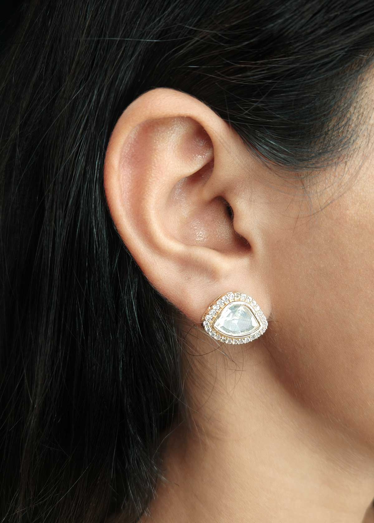 Contemporary Ethnic Gold Plated Kundan & Cubic Zircon Adjustable Short Necklace Set