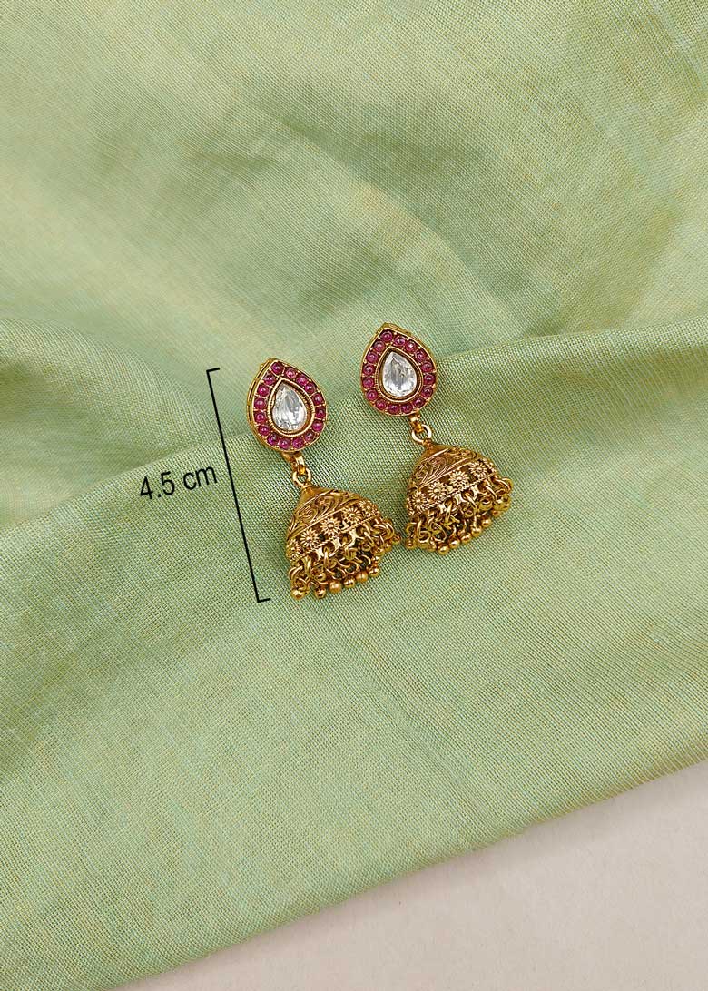 Antique Gold Plated Kundan Braided Chain Design Fully Adjustable Necklace Set