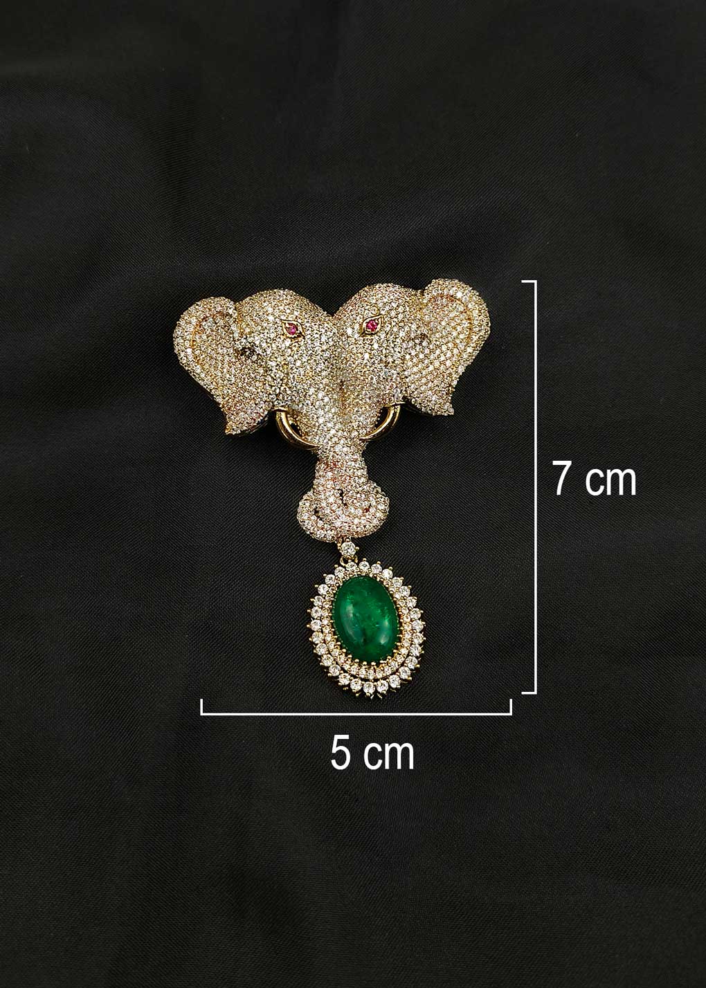 Statement Dual Elephant Motif Cubic Zircon Antique Gold Brooch / Lapel Pin For Men